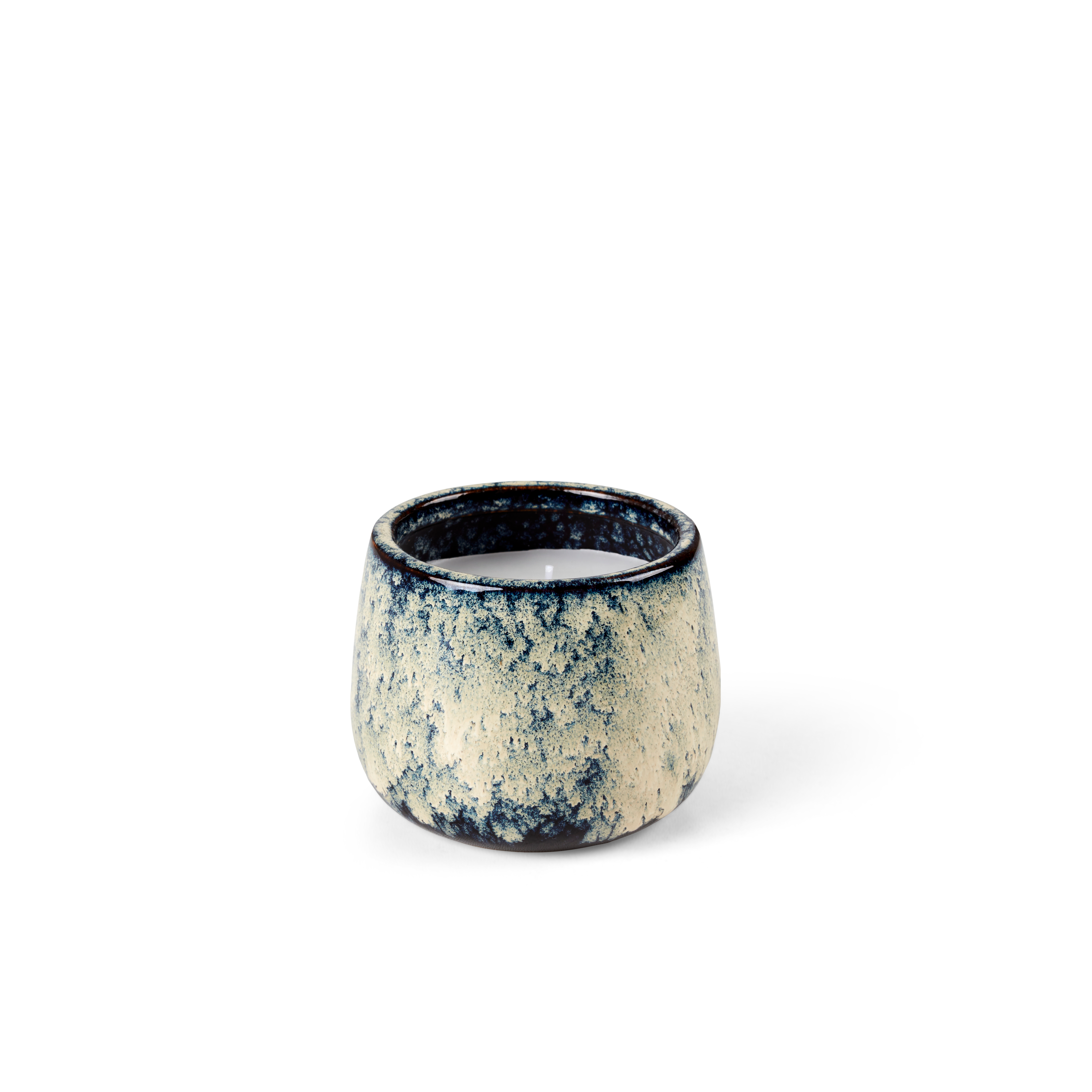 CERAMIC Kaars in pot blauwH 8 cm - Ø 9,5 cm
