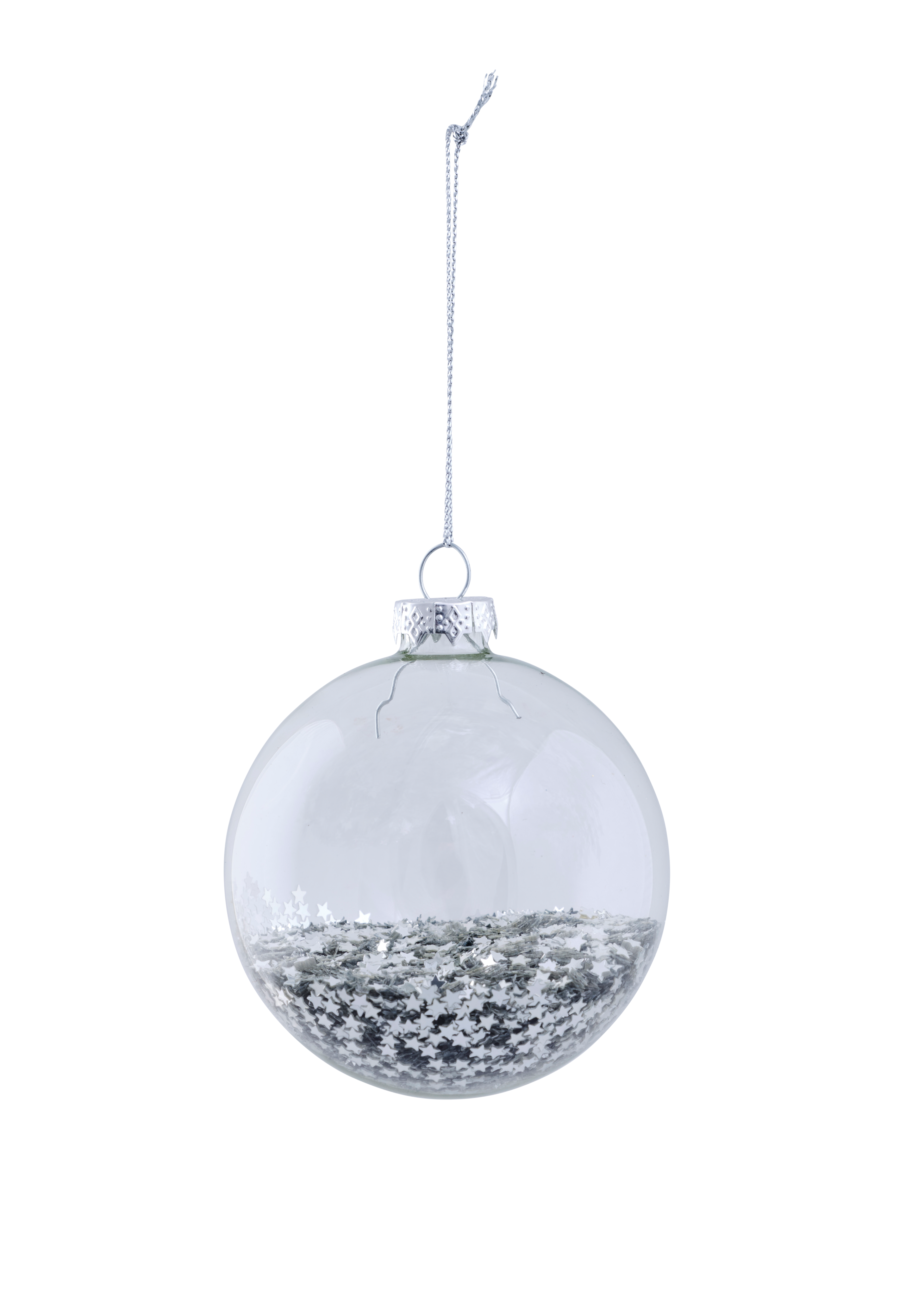 GLANCY Kerstbal zilver, transparantØ 8 cm