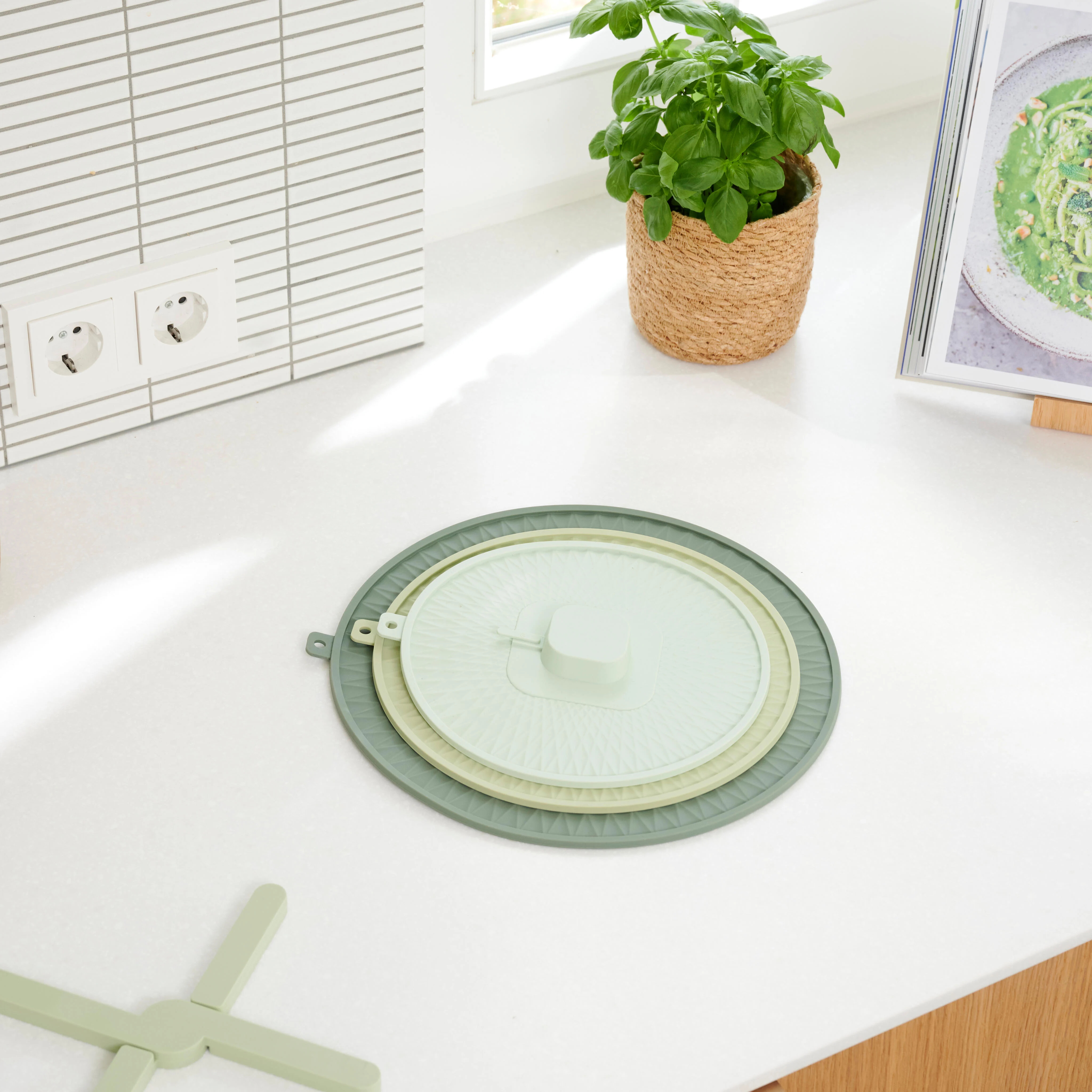 CUISINO Siliconen deksels set van 3 groen, munt, lichtgroen