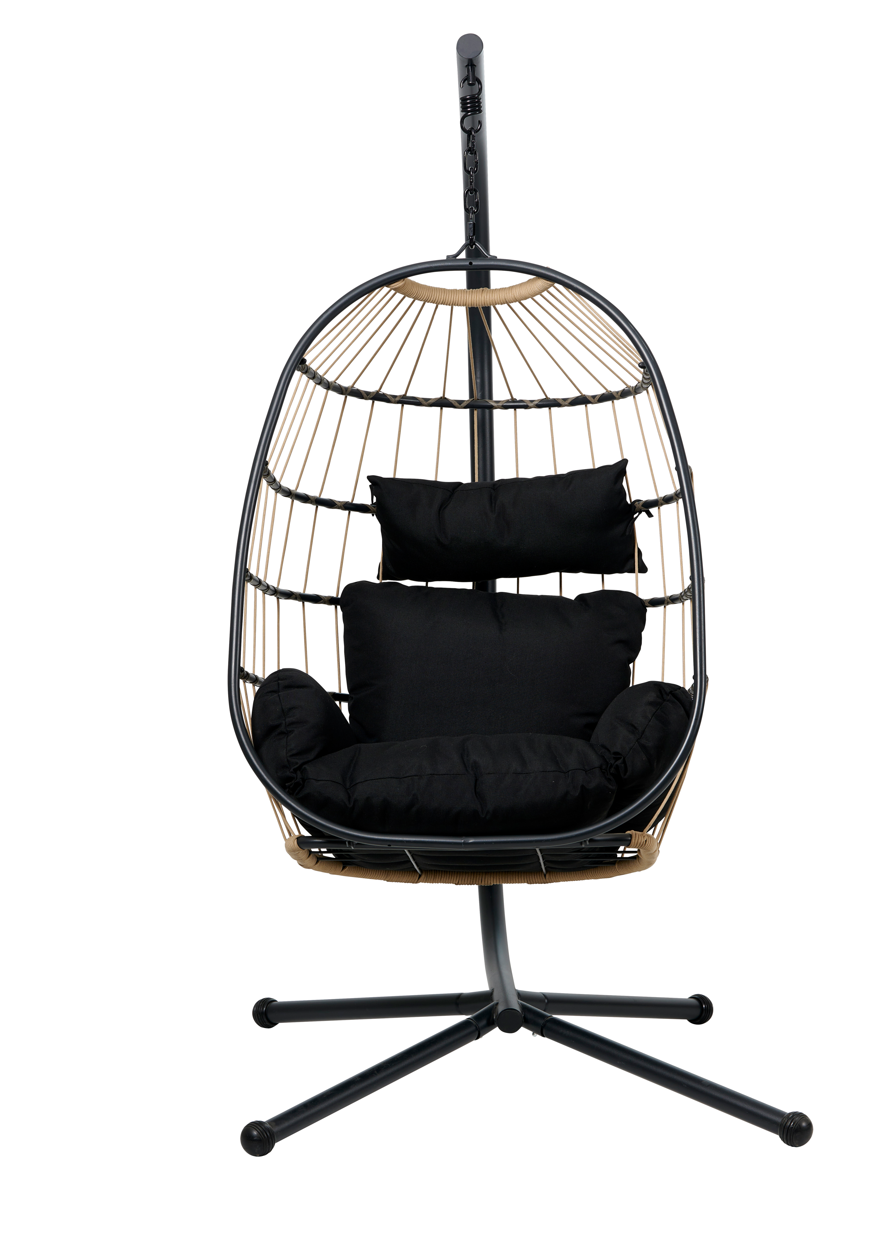 BAZAI Hangstoel met staander zwartH 190 x B 110 x D 96 cm