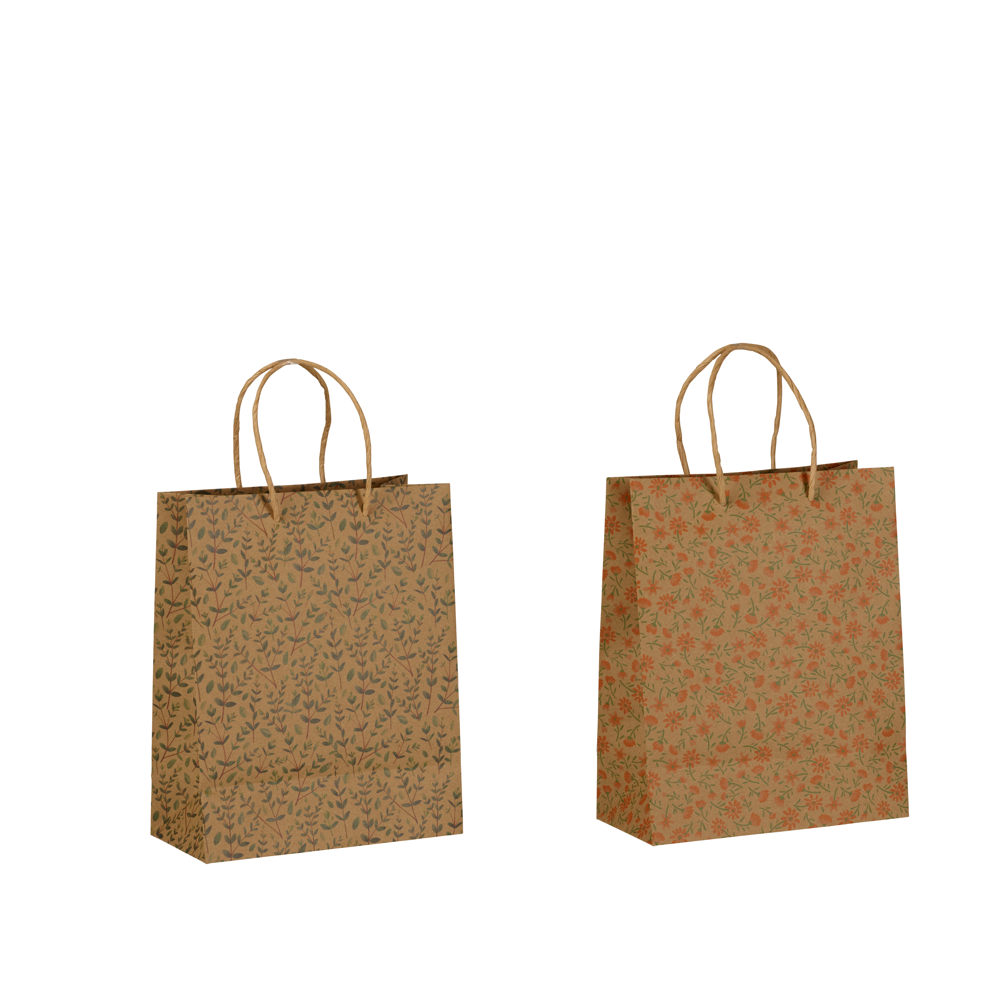 GREENS Cadeautas 2 motieven oranje, groenH 20 x L 25 cm
