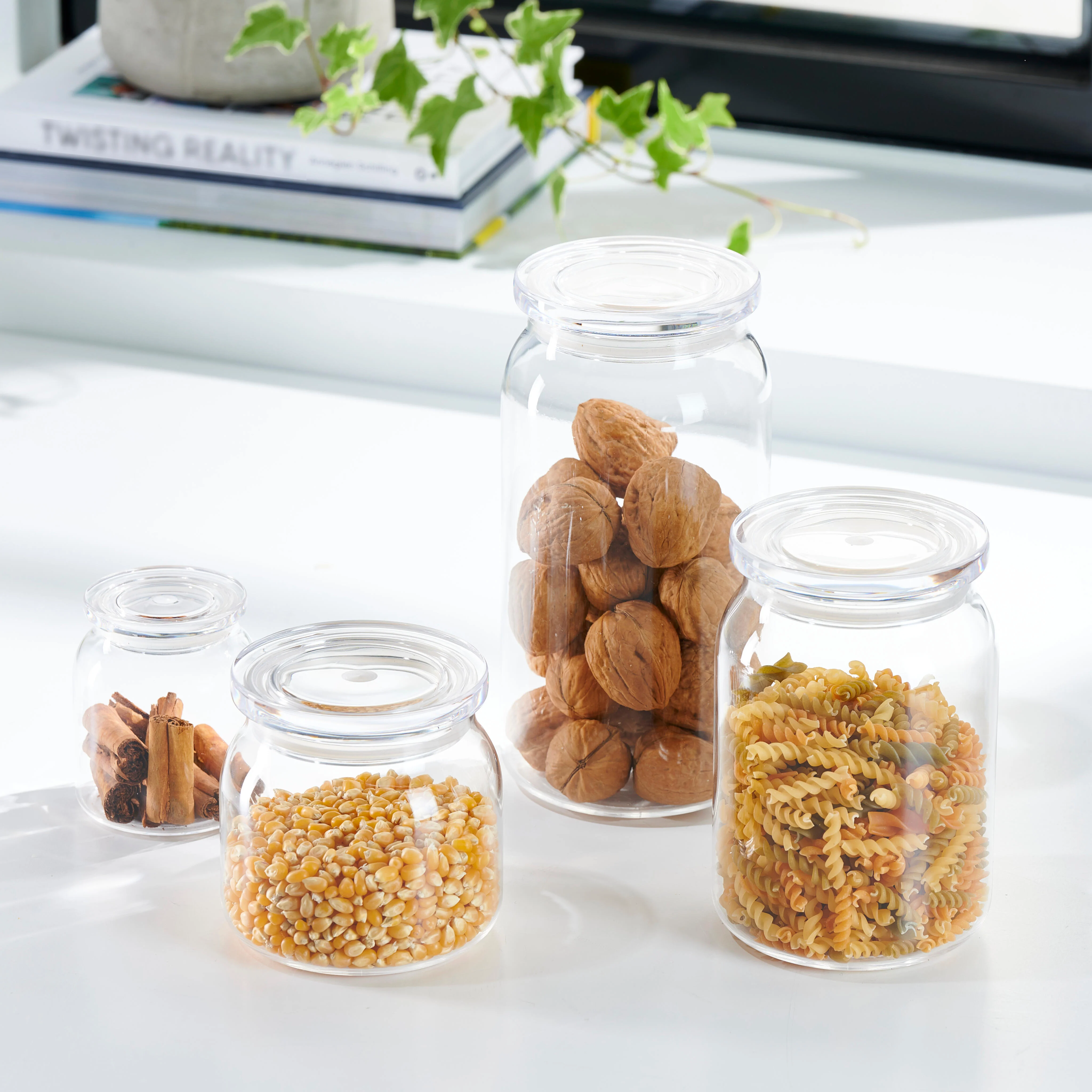 CRYSTAL  Voorraadpot met deksel transparantH 10 cm - Ø 9,1 cm - CASA