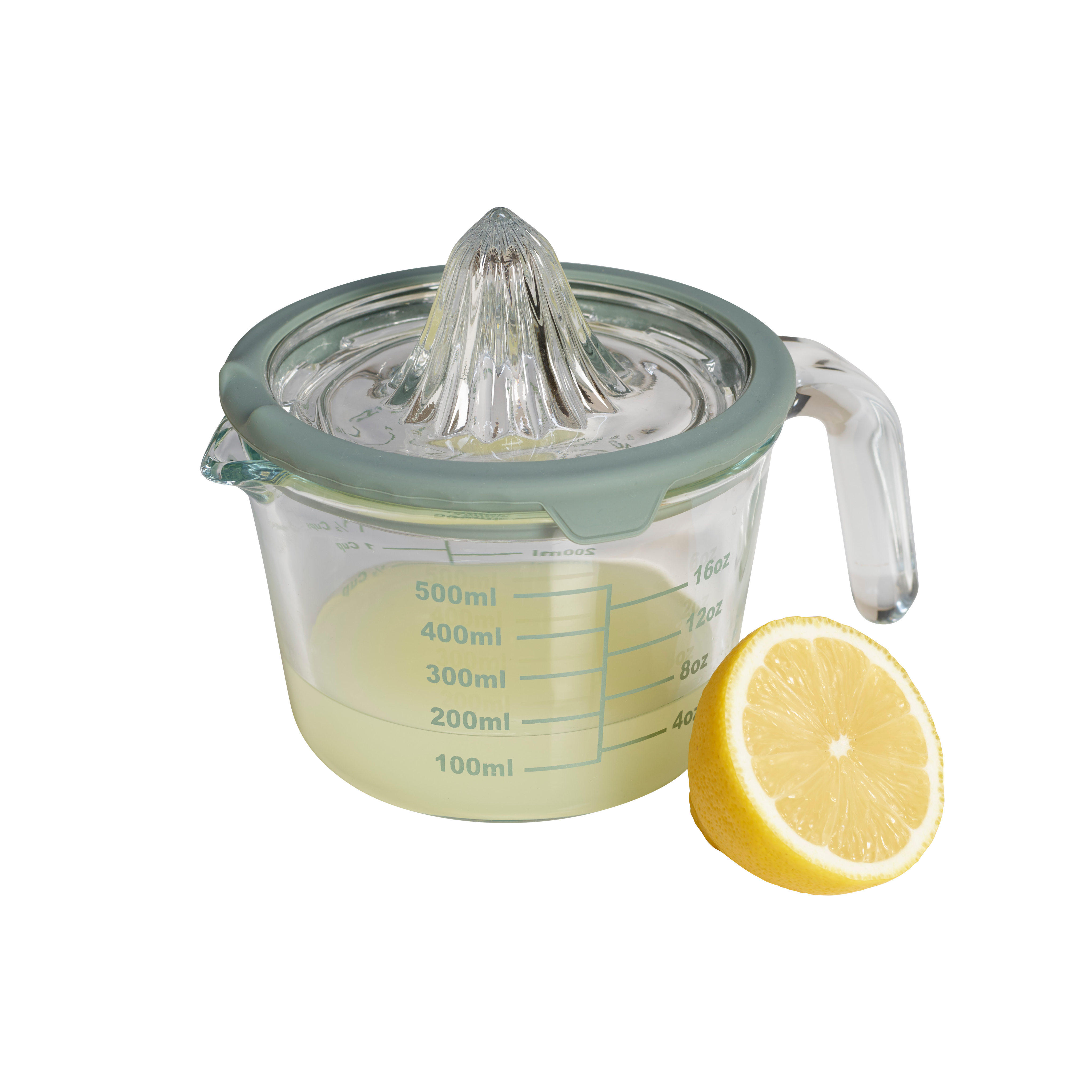CUISINO Pers met maatbeker 500 ml groen, transparantH 18 cm - Ø 9 cm - Ø 13 cm