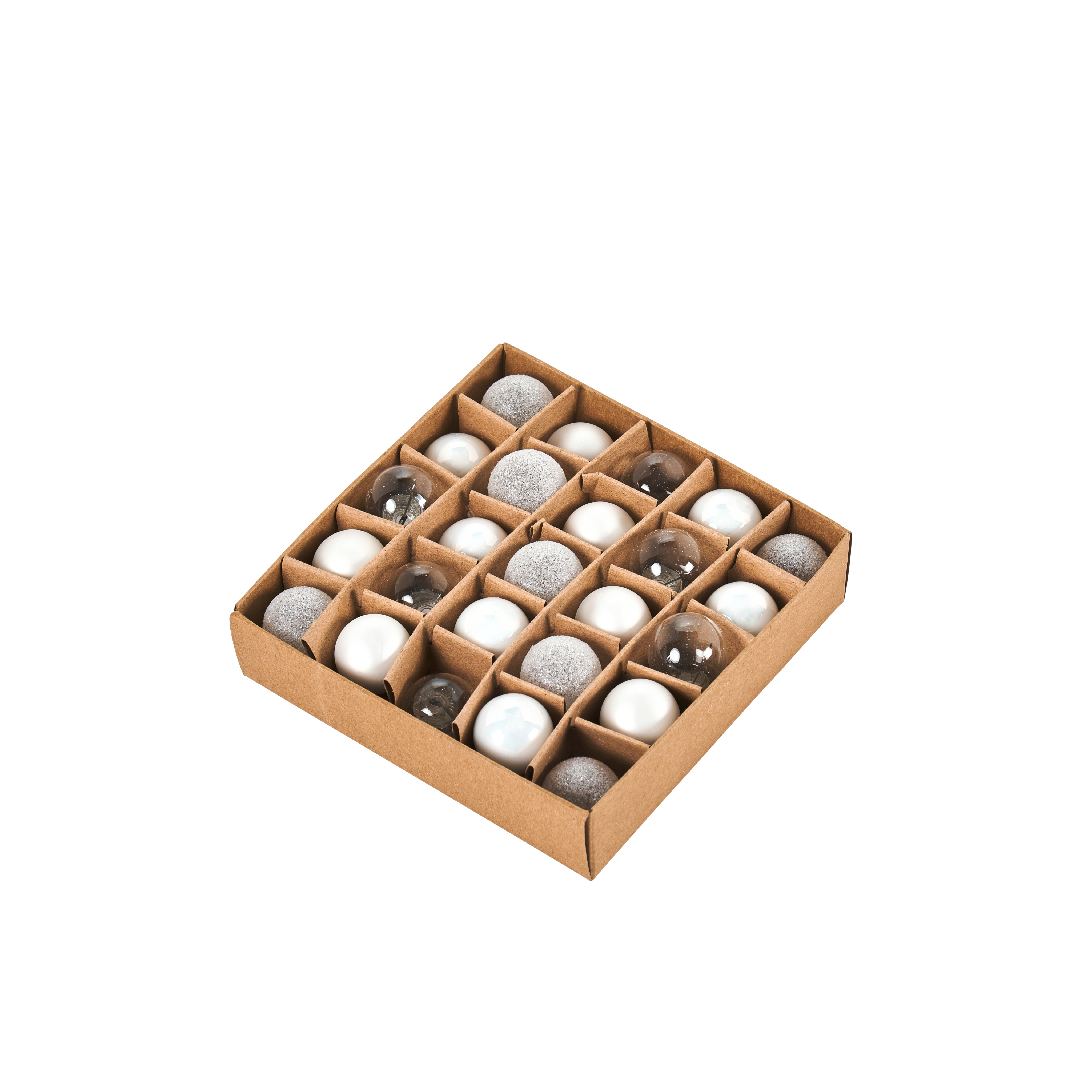 WHITE Kerstbal set van 25 witØ 2 cm