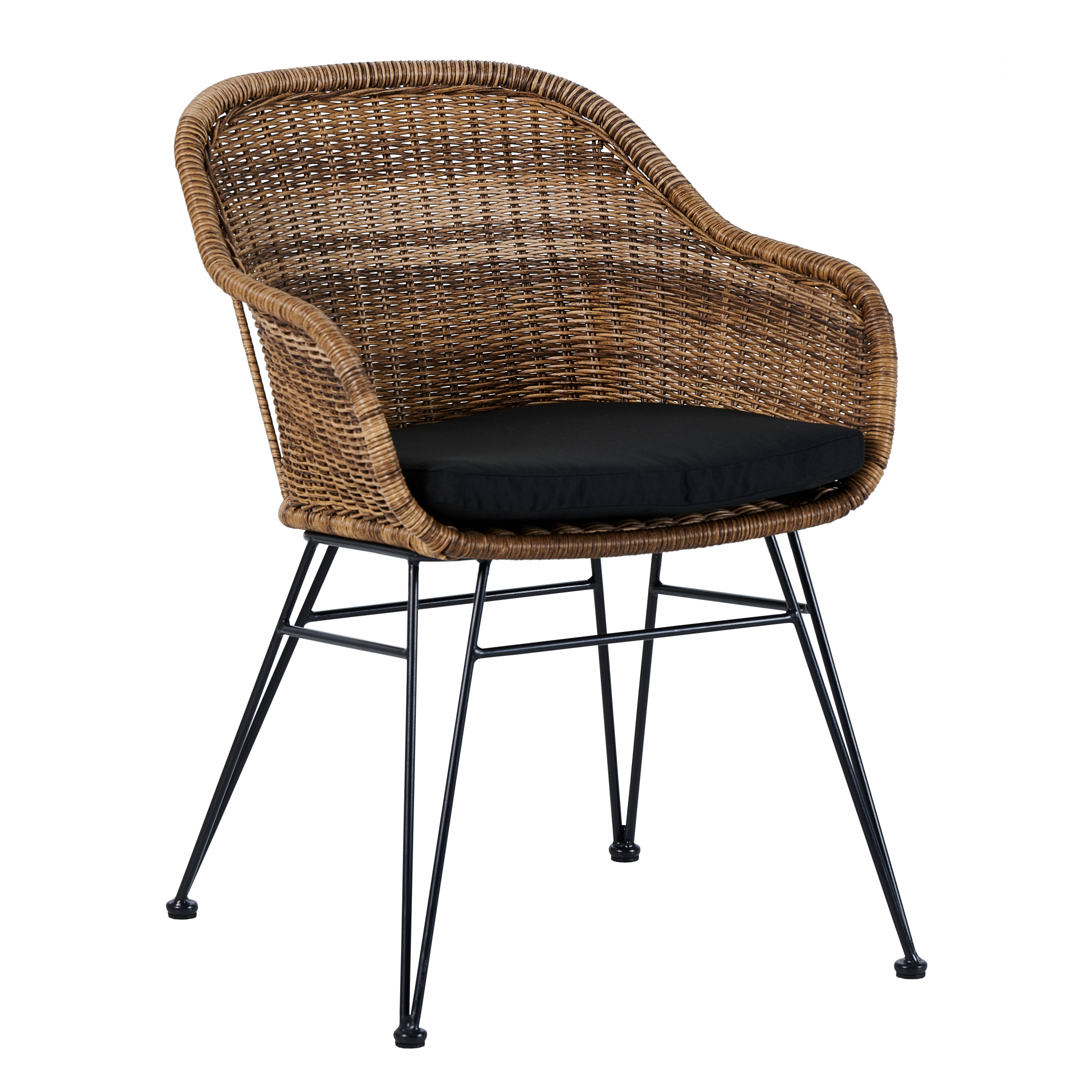 VIENNA Eetkamerstoel kuip zwart, naturelH 78 x B 57 x D 61 cm