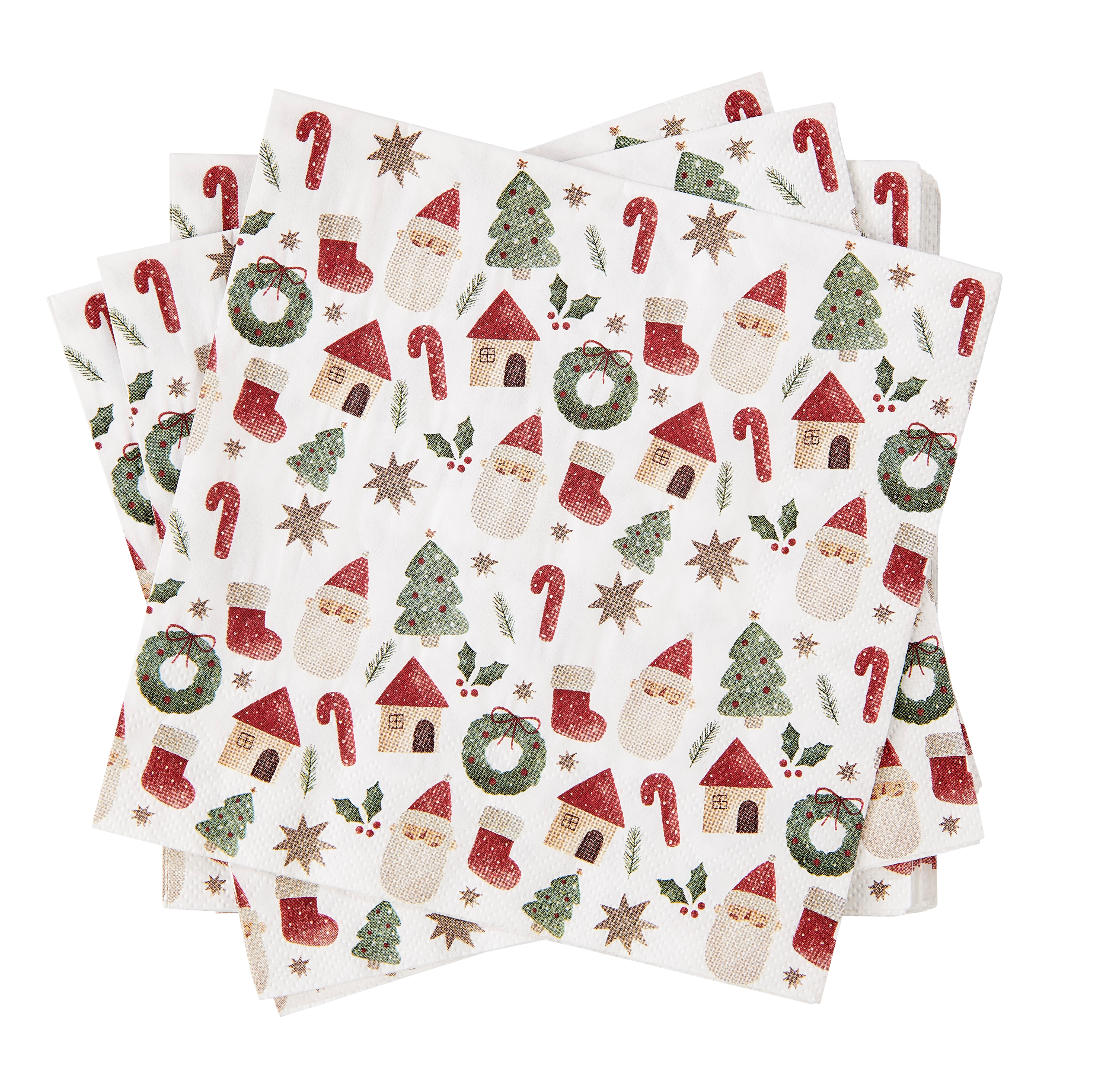 X-MAS VIBE Set van 20 servetten multicolorB 33 x L 33 cm