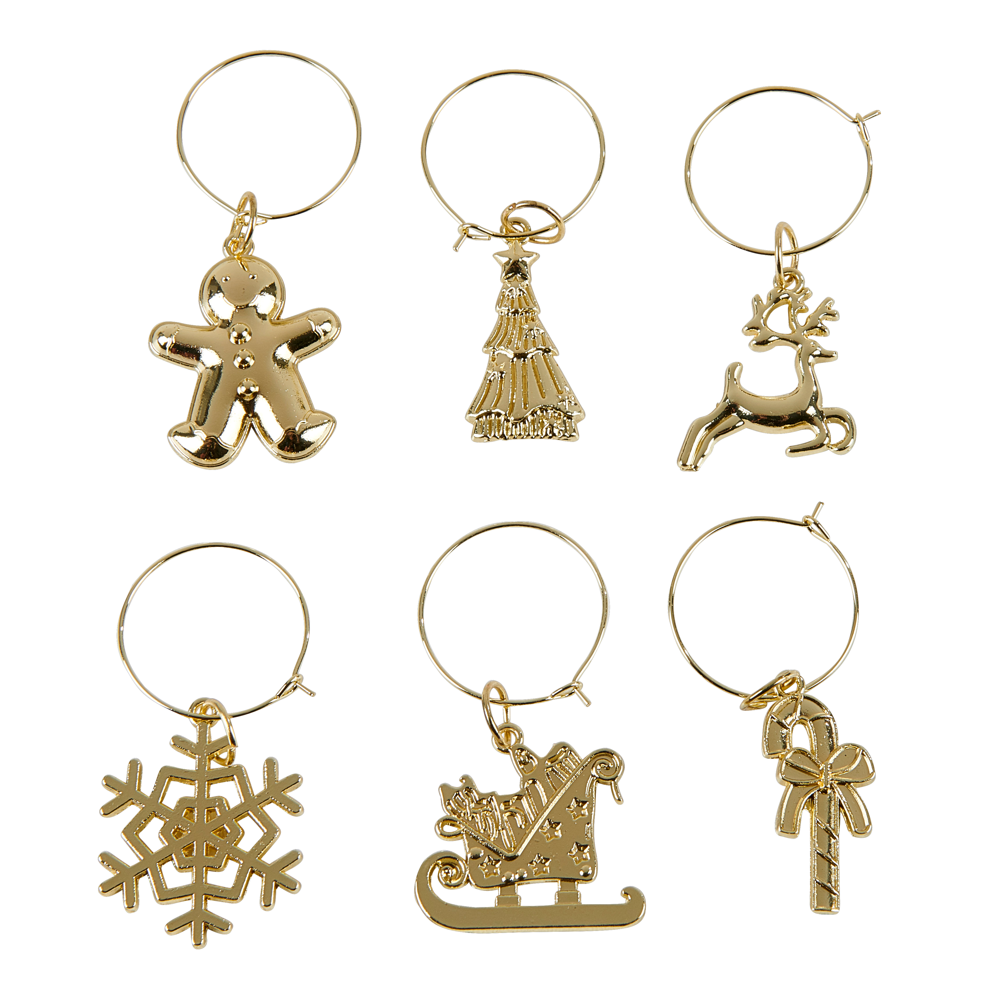 X-MAS GLAM Glasmarkers set van 6 goudL 5,5 cm