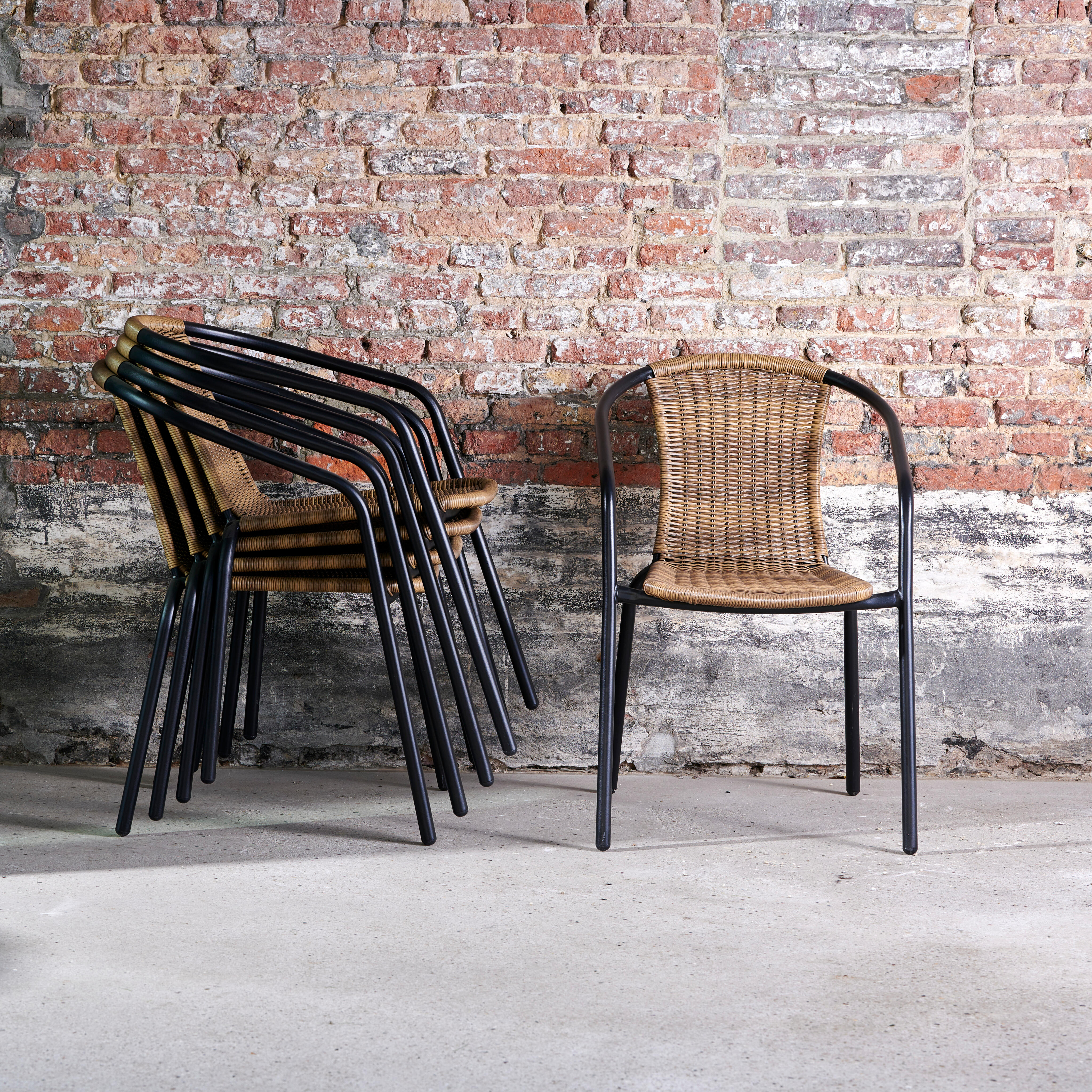 GERONA Stapelstoel zwart, naturelH 77 x B 58 x D 53 cm