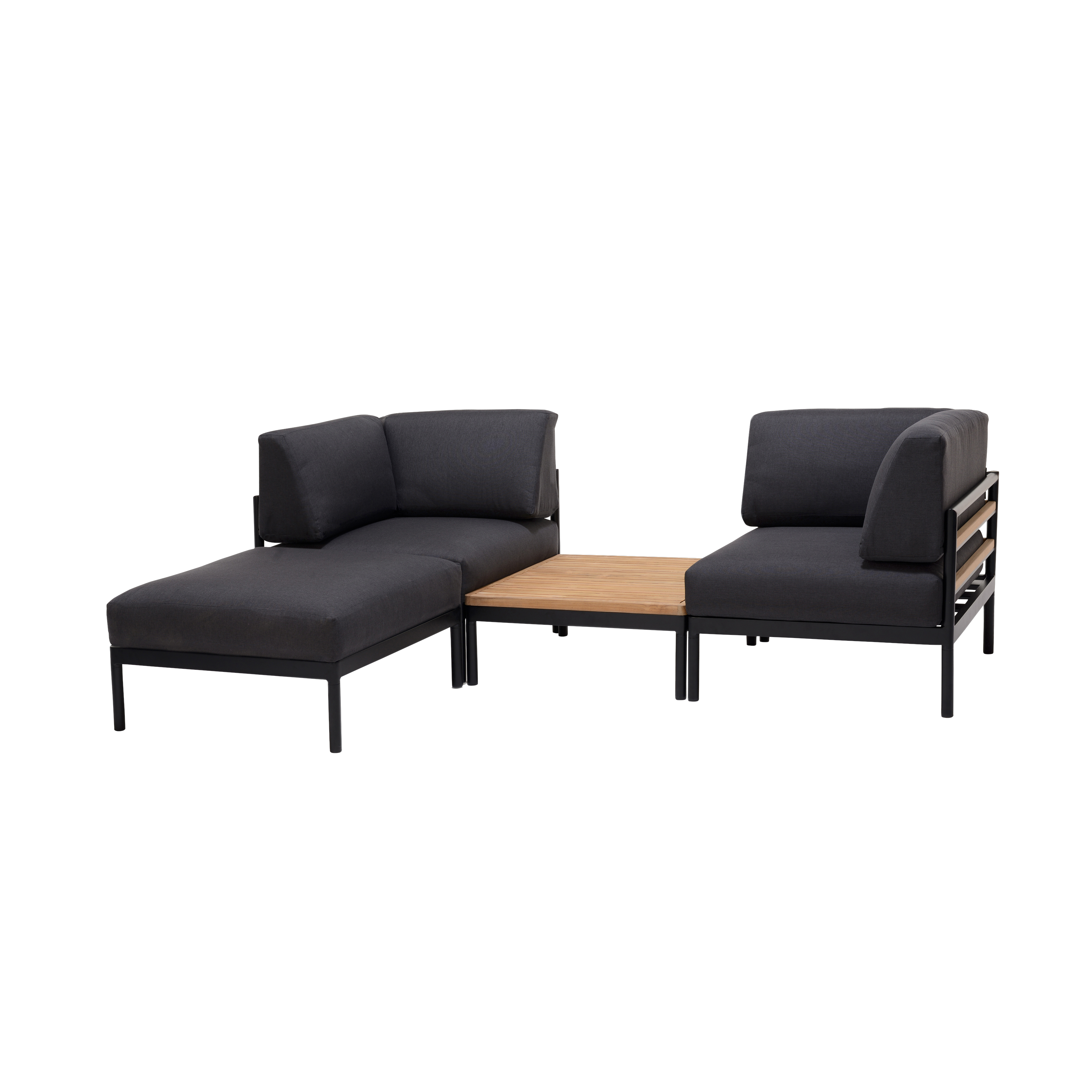 HANNA Lounge teak hoekzetel zwartH 59 x B 77,2 x L 77,2 cm