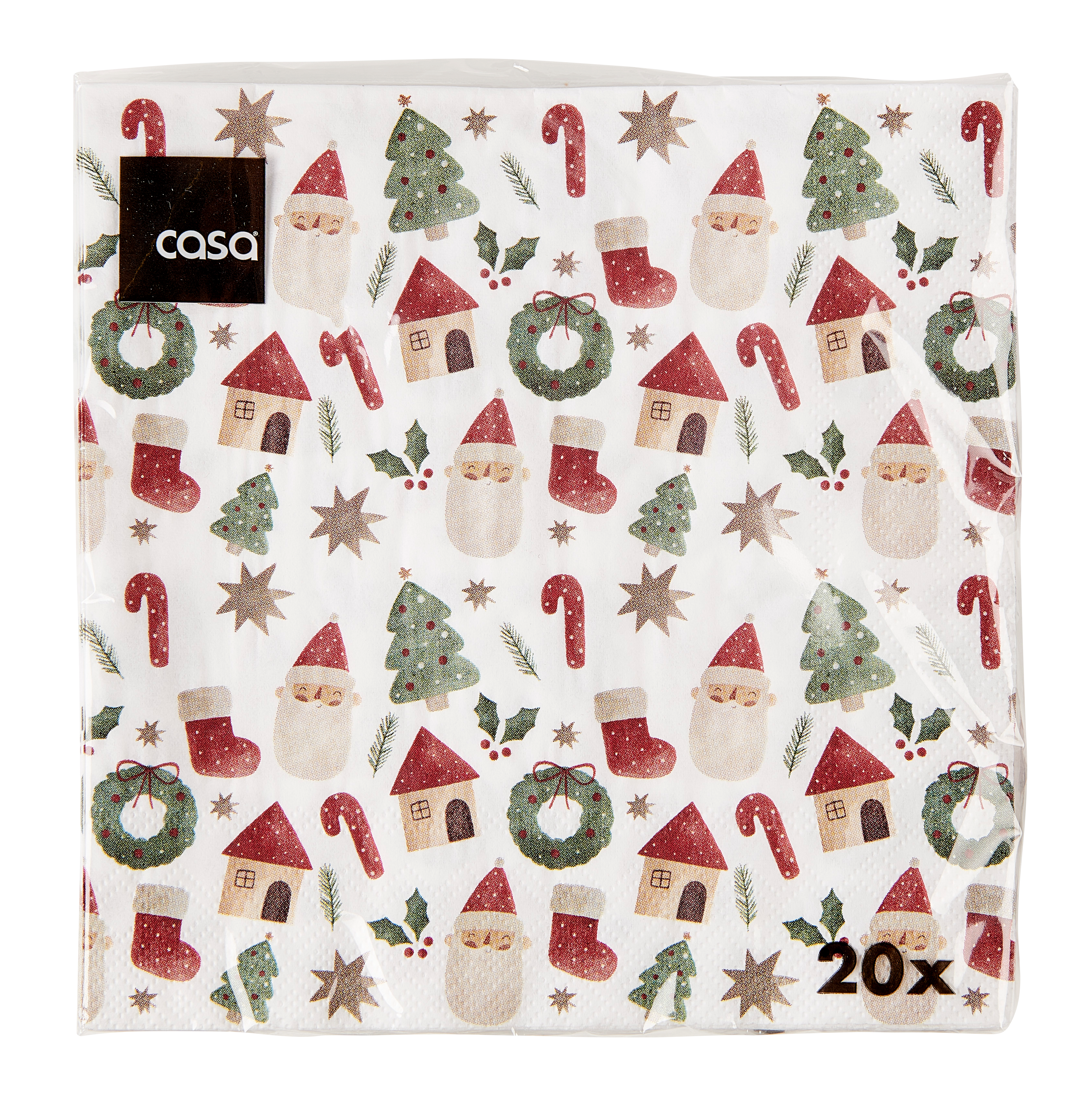 X-MAS VIBE Set van 20 servetten multicolorB 33 x L 33 cm