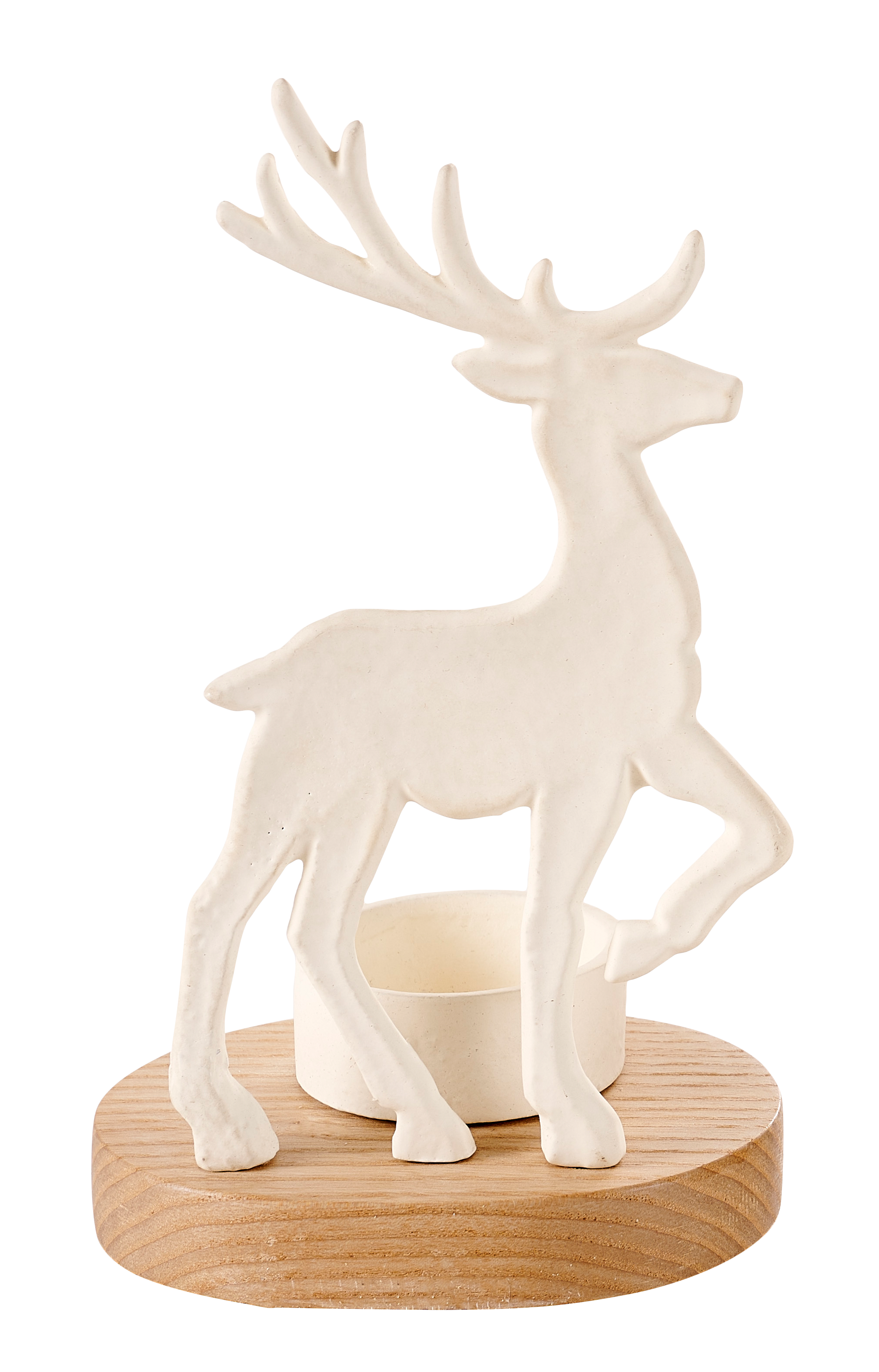 SCANDY DEER Theelichthouder wit, naturelH 16,5 x B 10 x D 8 cm