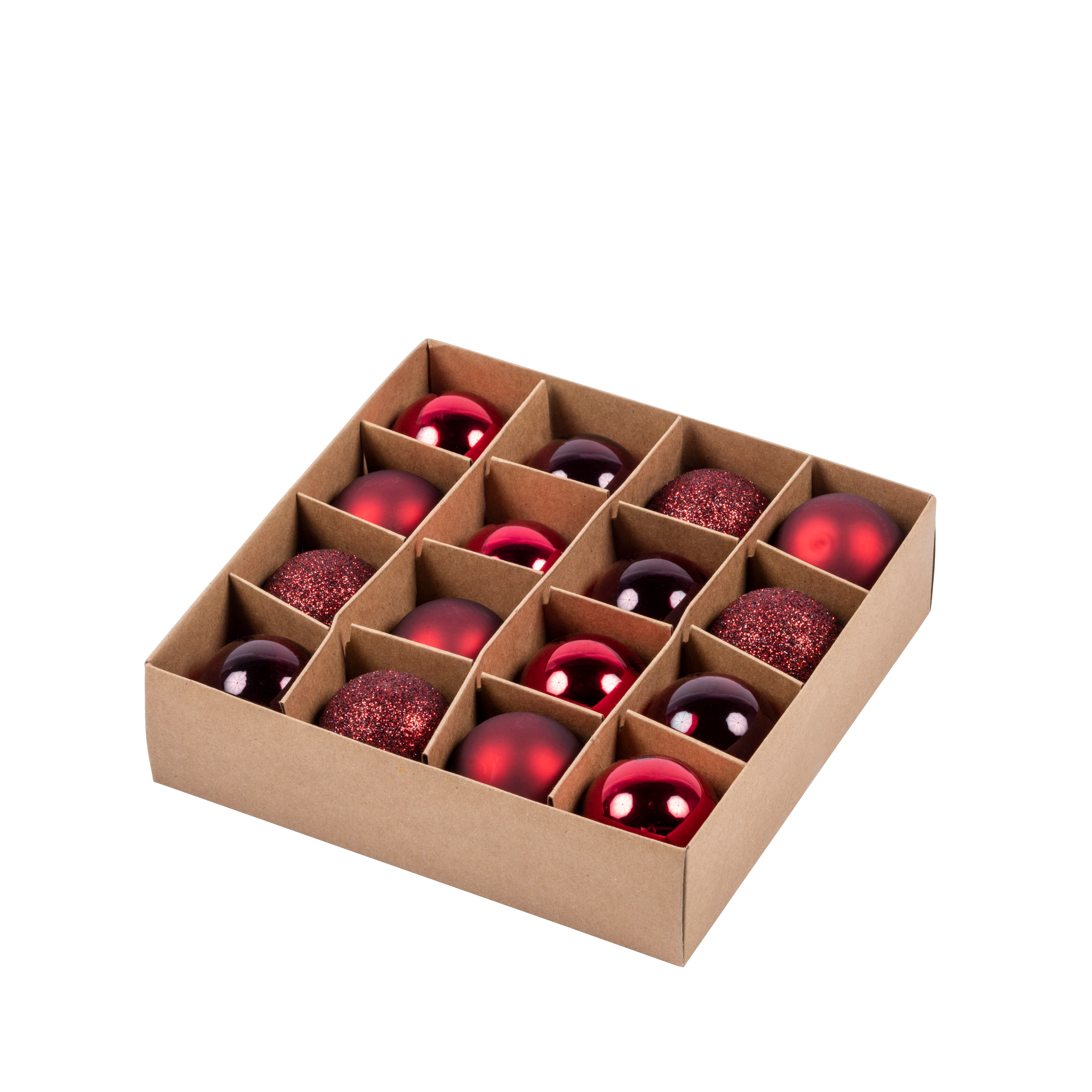 DARK RED Kerstbal set van 16 roodØ 4 cm