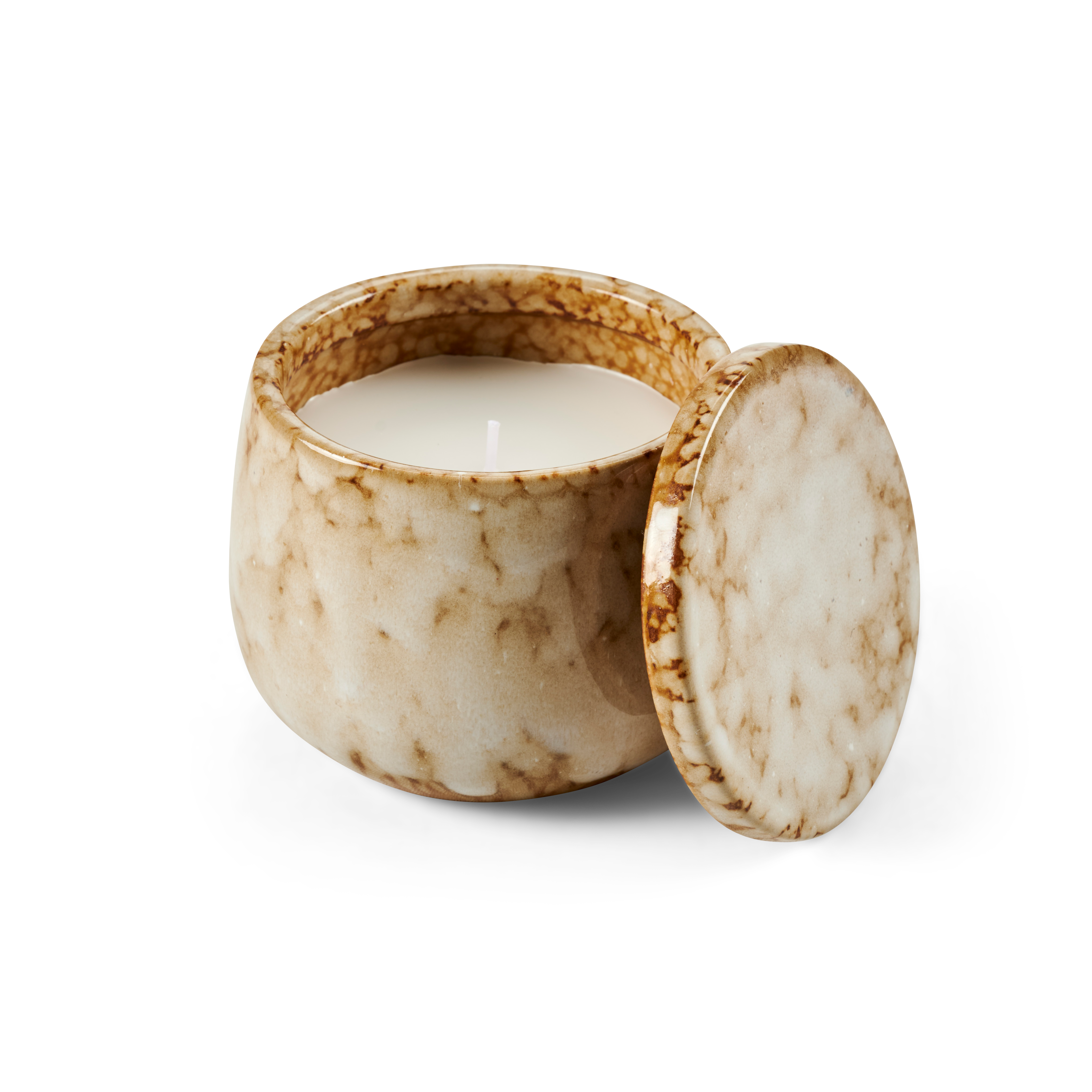 CERAMIC Kaars in pot beigeH 8 cm - Ø 9,5 cm