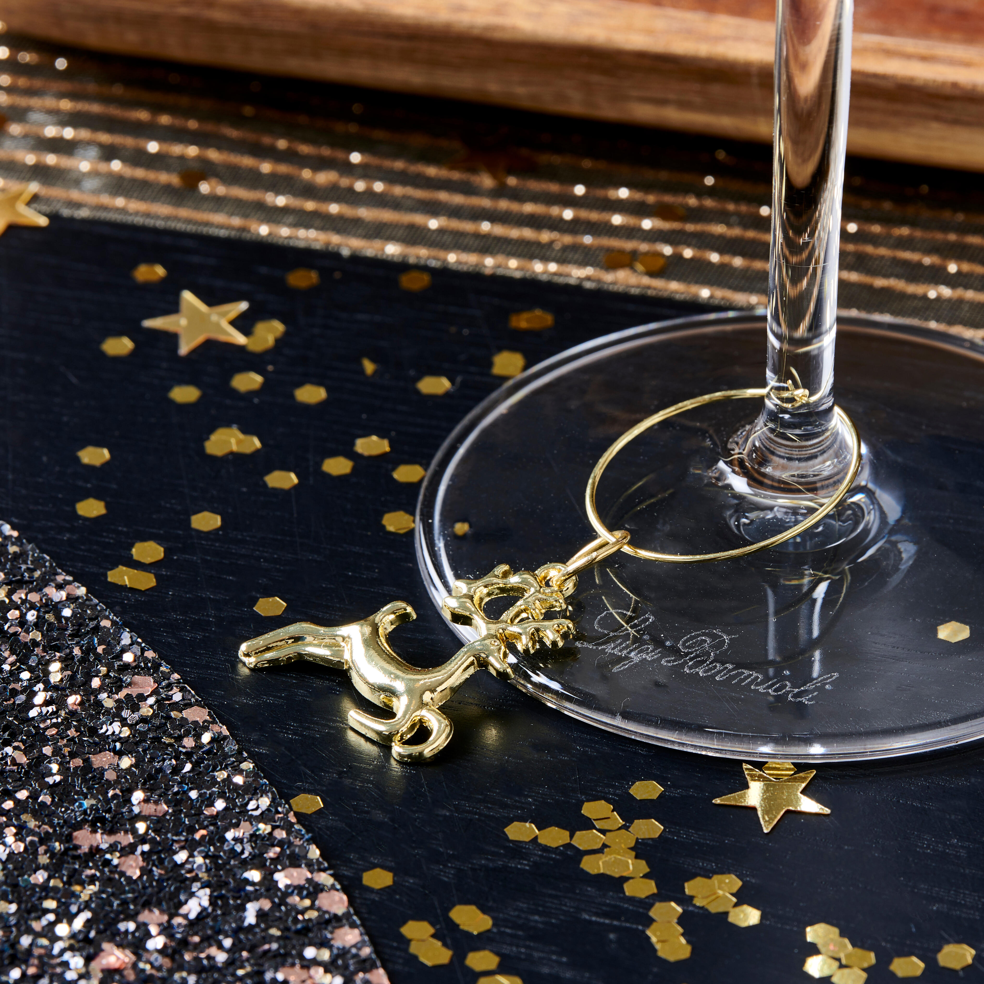 X-MAS GLAM Glasmarkers set van 6 goudL 5,5 cm