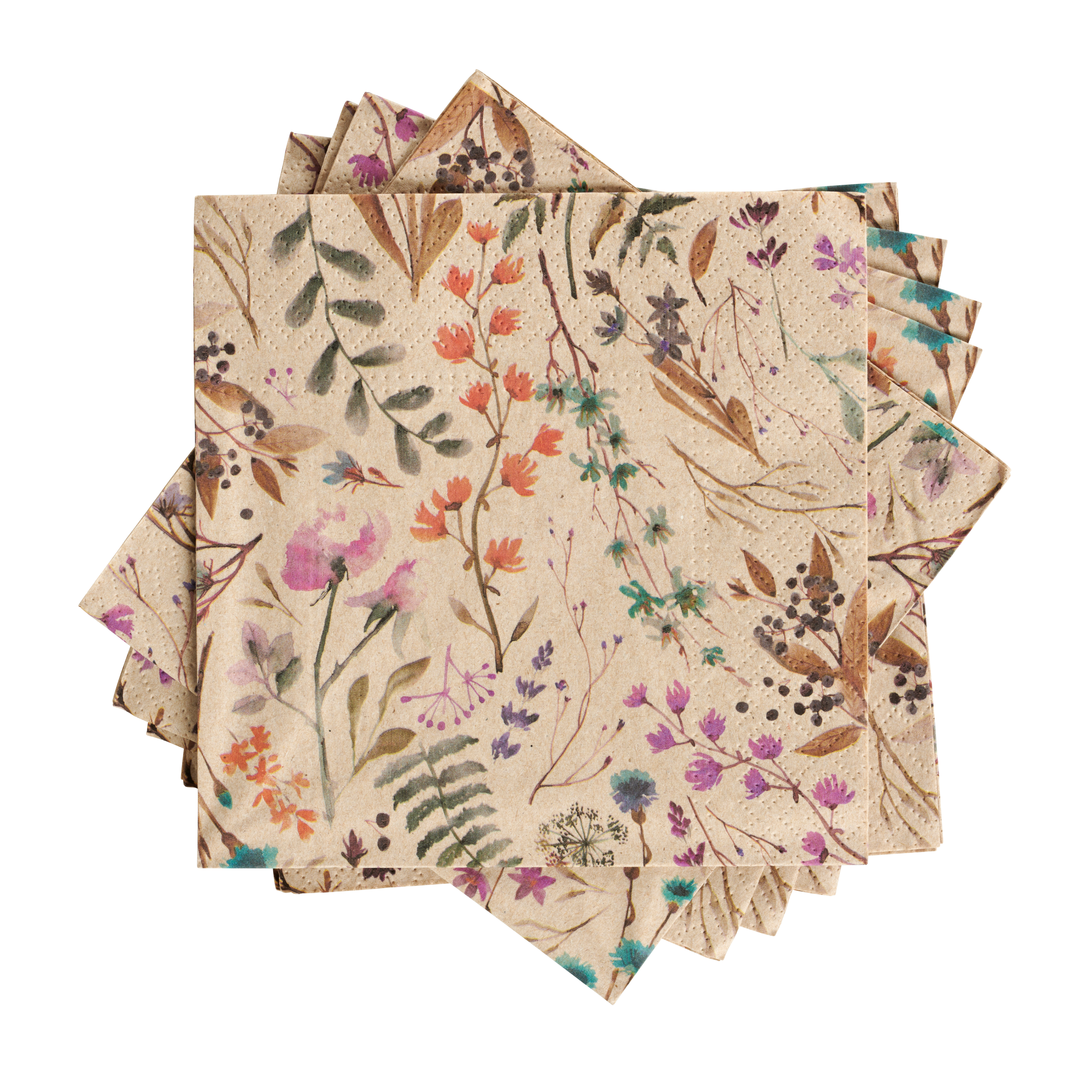 ECO DRIED FLOWER Set van 20 servetten multicolorB 33 x L 33 cm