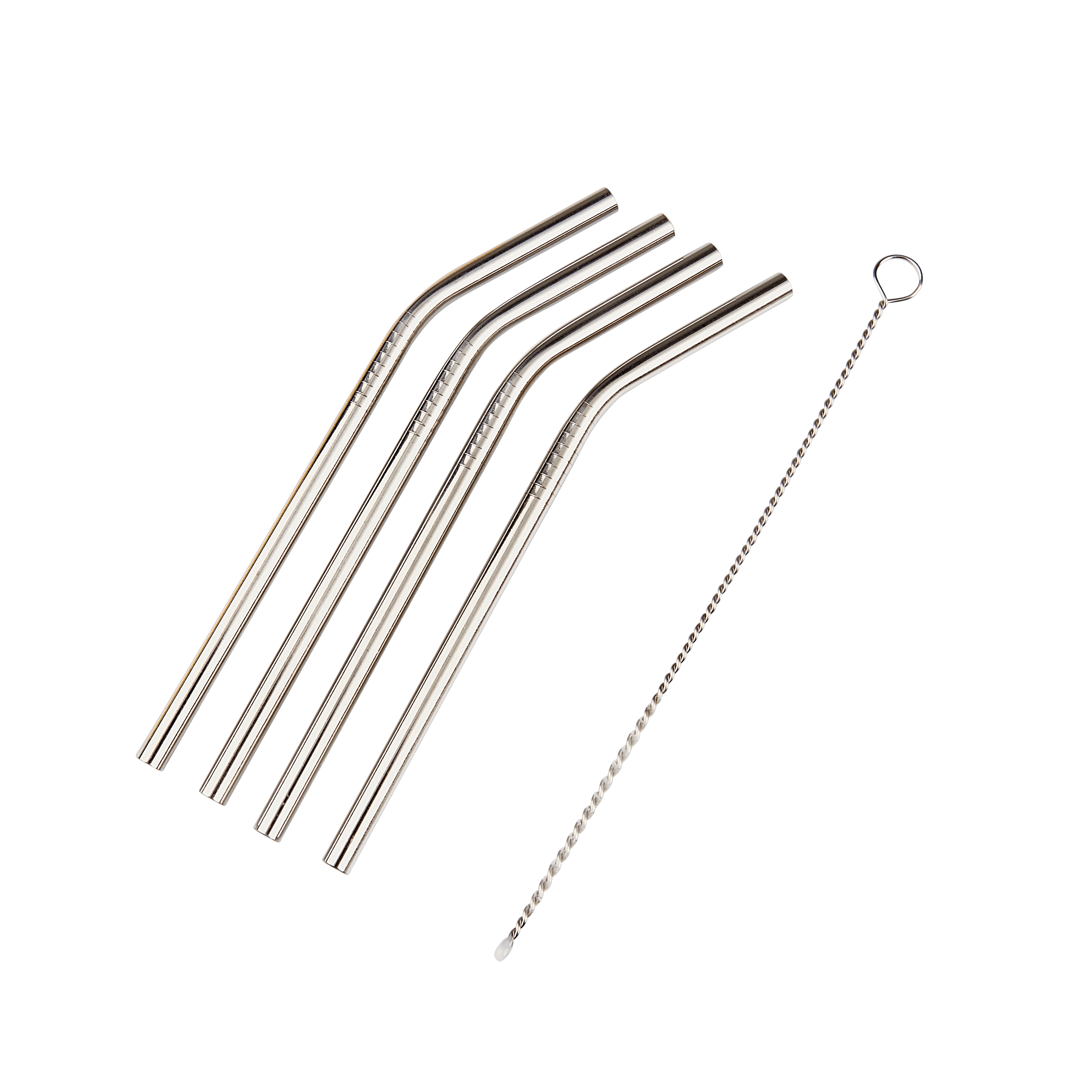 FANCY Cocktailrietjes met borstel zilverL 15 cm