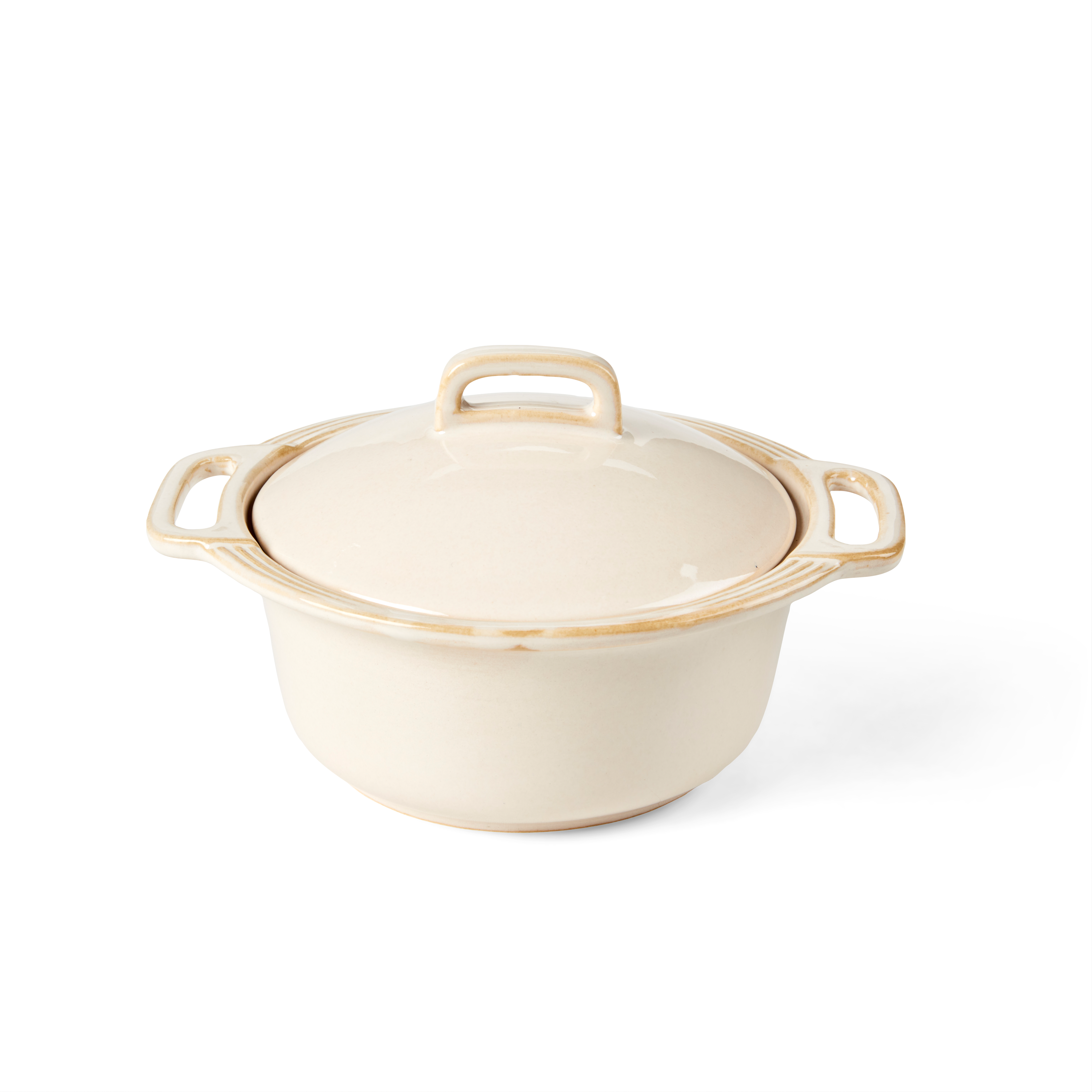 CASSOLA Ovenpot met deksel 80 CL beigeH 13 cm - Ø 17,8 cm - CASA