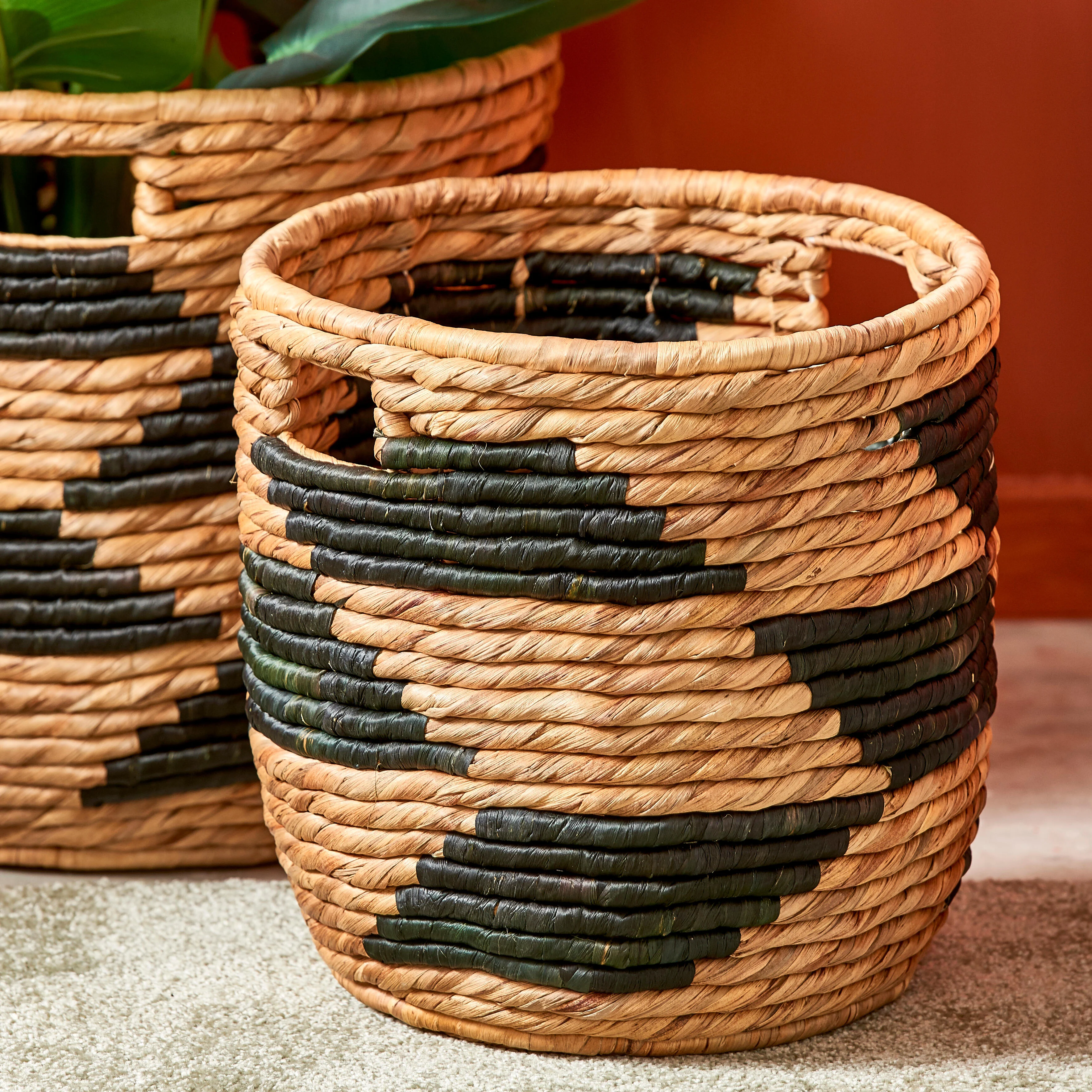 GUATEMALA Mand zwart, naturelH 34 cm - Ø 33 cm - CASA