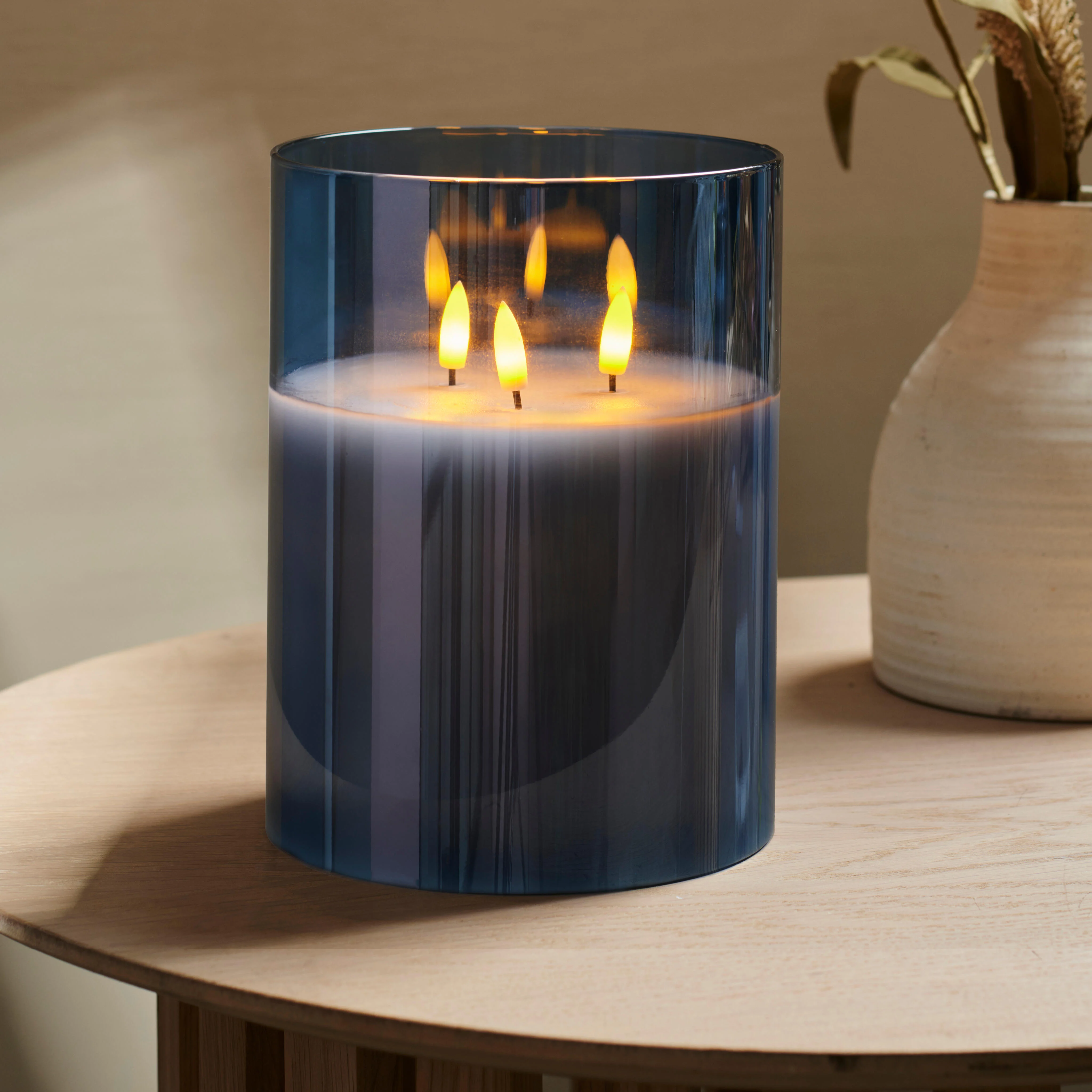 LED Windlicht blauwH 20 cm - Ø 15 cm