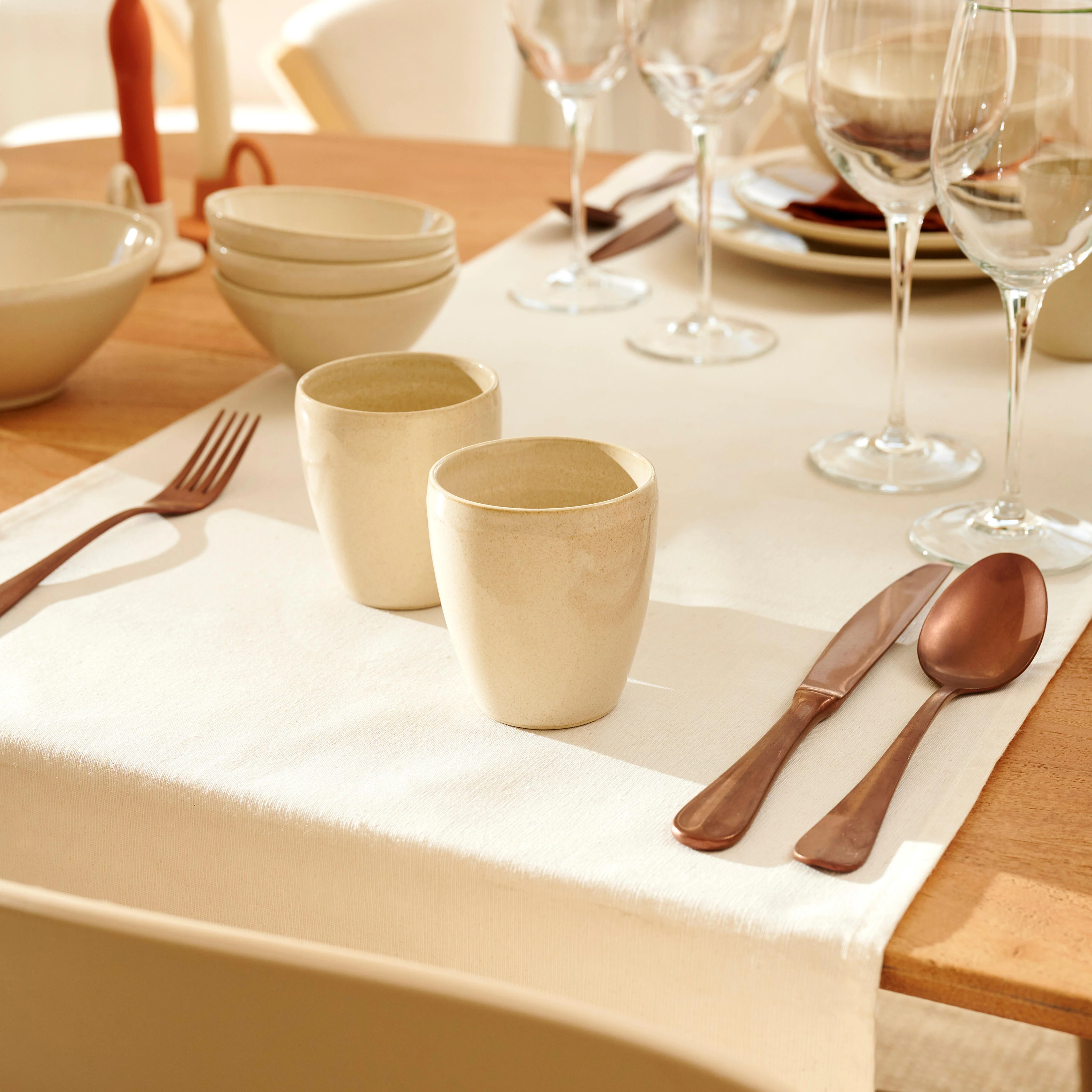 TOKO SAND Mok beige - set van 4 H 8,5 cm - Ø 7 cm