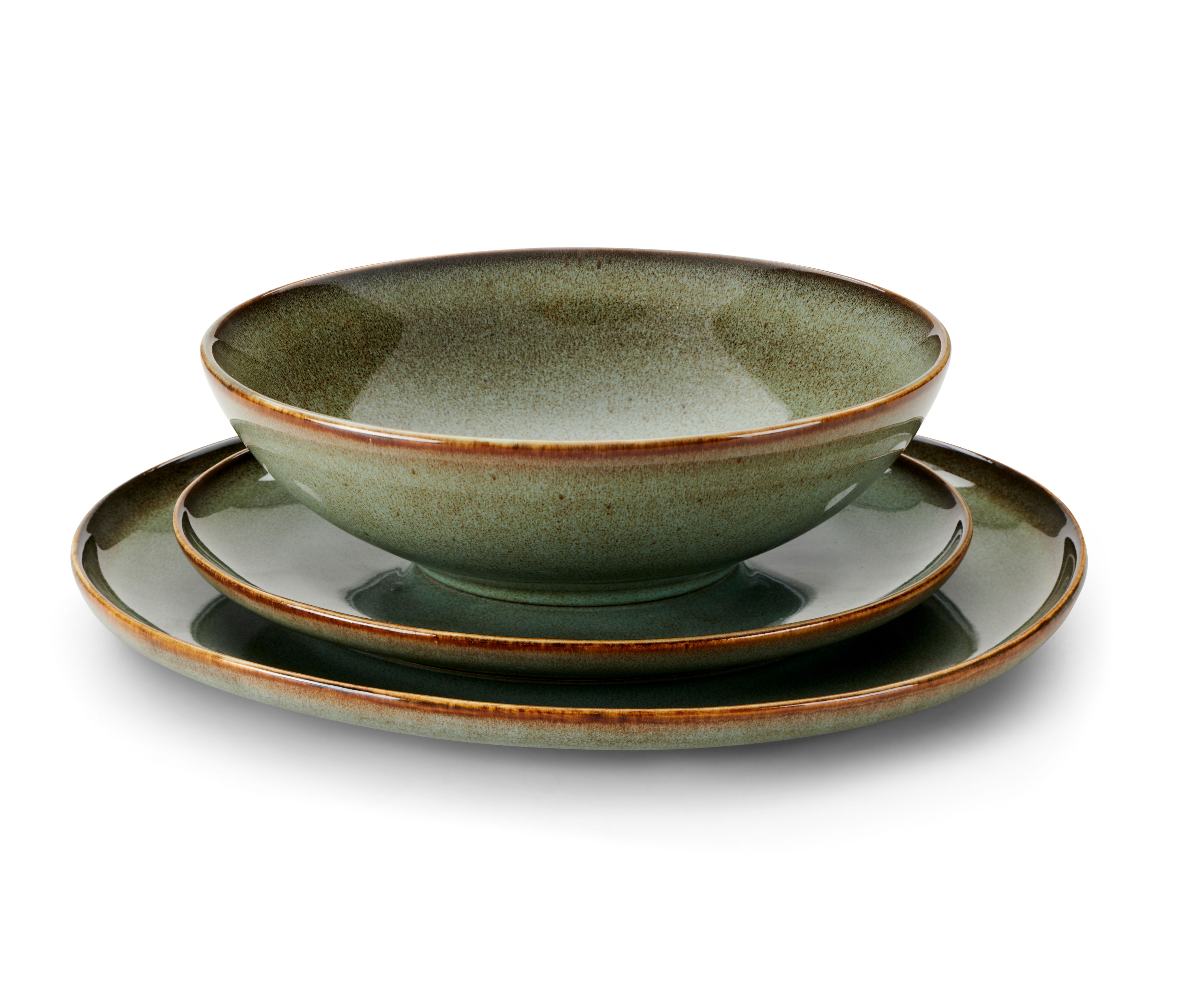 COZY GREEN Diep bord groen - set van 4 H 6,5 cm - Ø 20 cm
