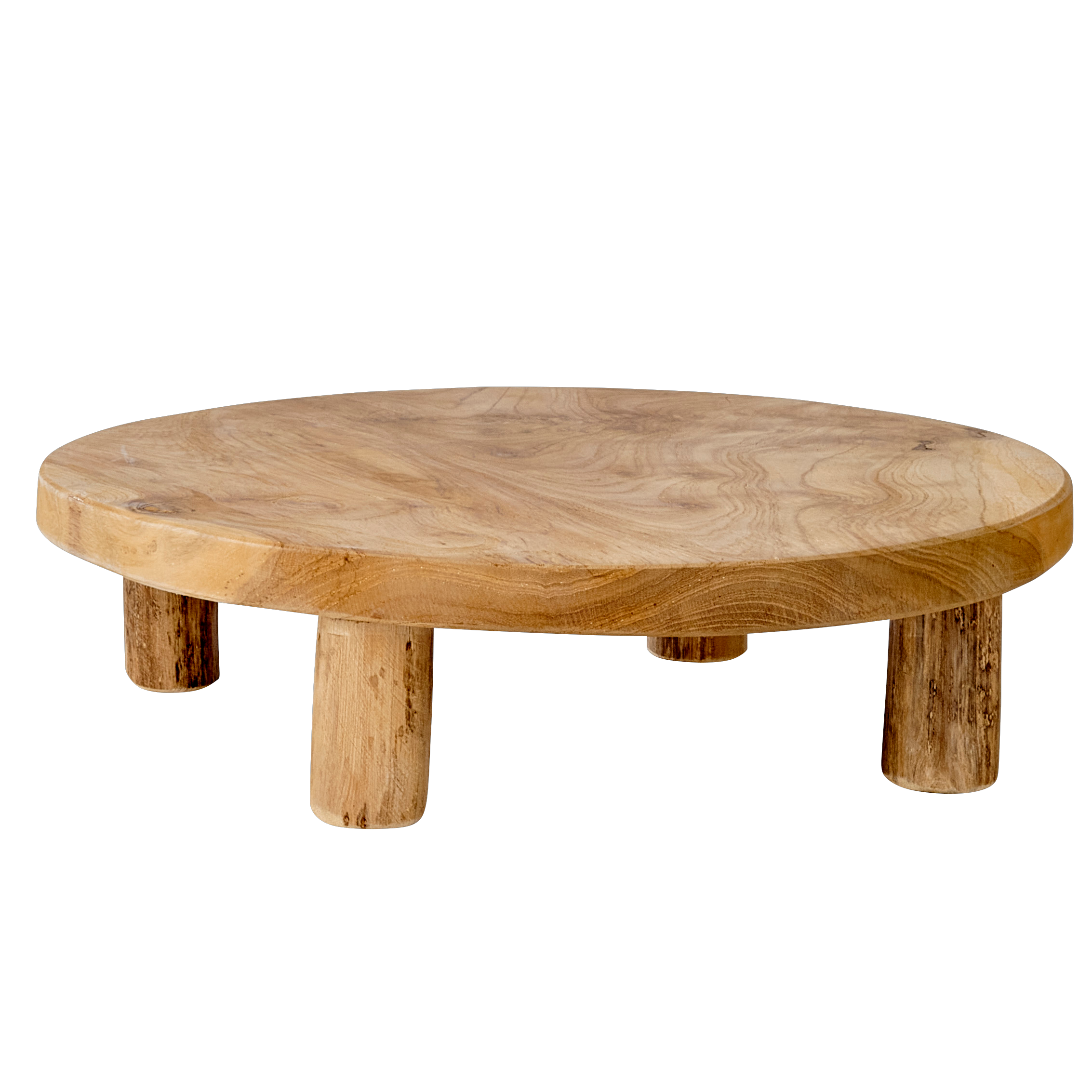 TEAK Staander op voet naturelH 8 cm - Ø 30 cm