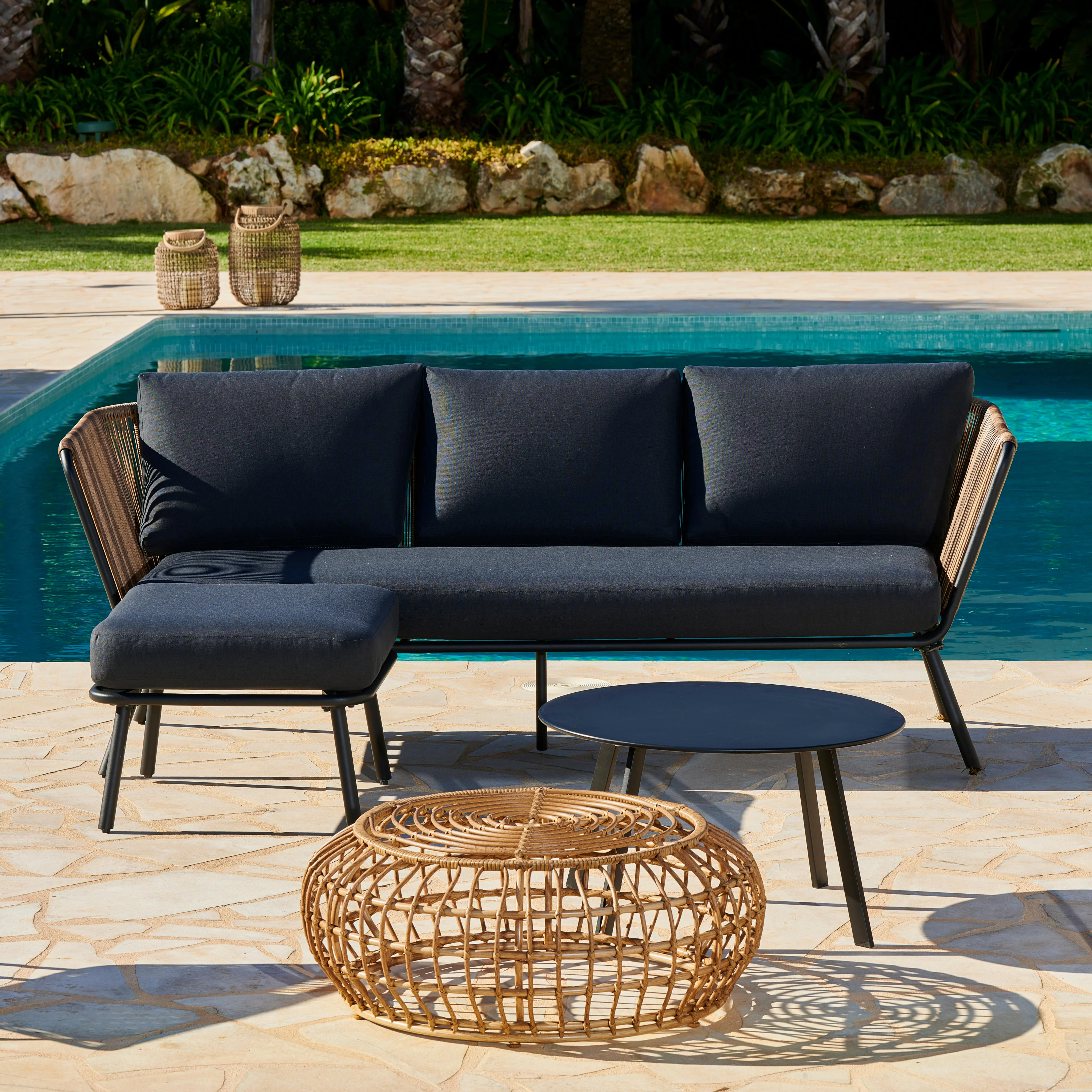 ACAPULCO Loungeset naturelH 74,5 x B 210 x D 75 cm