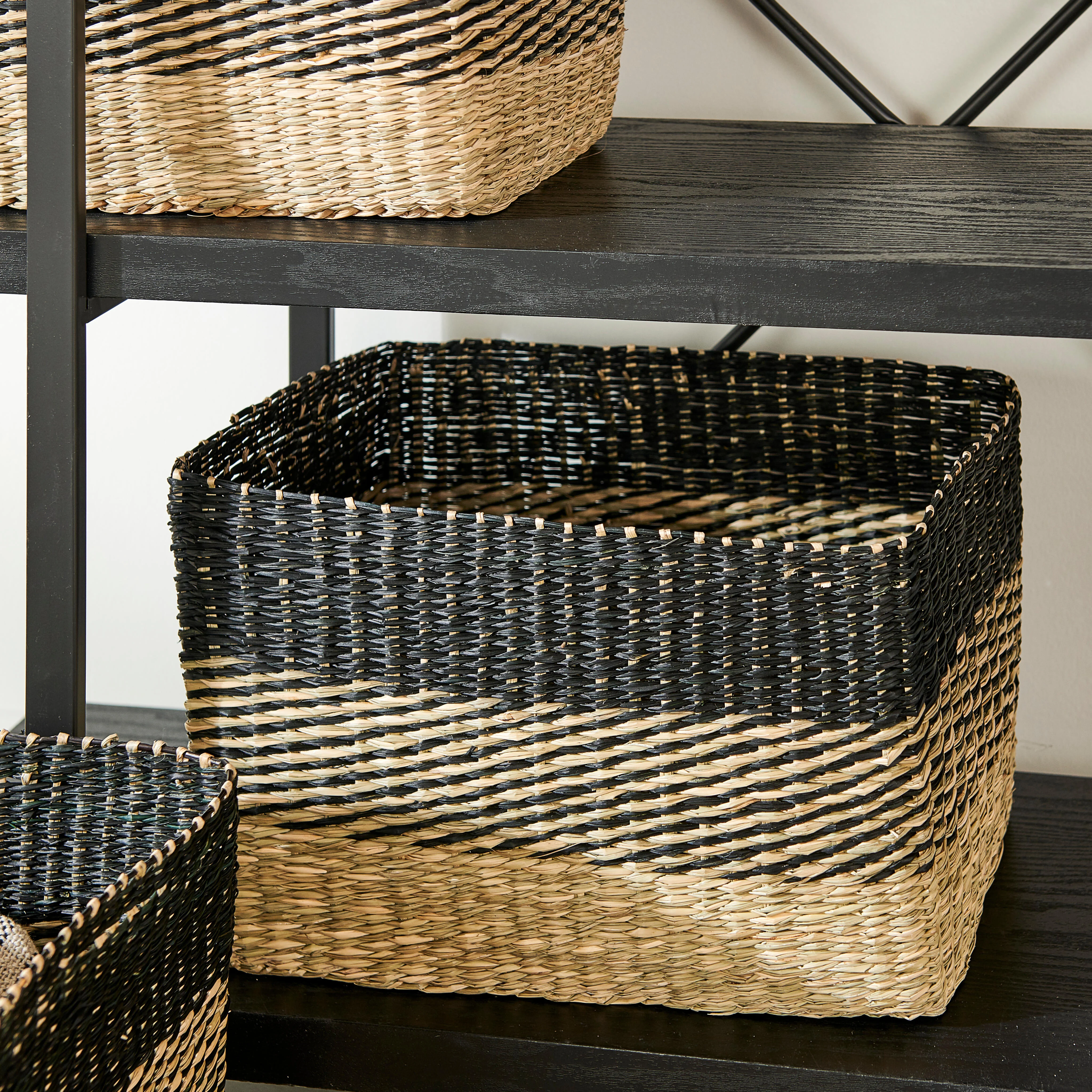 BOBO Lademand zwart, naturelH 22 x B 35 x D 25 cm