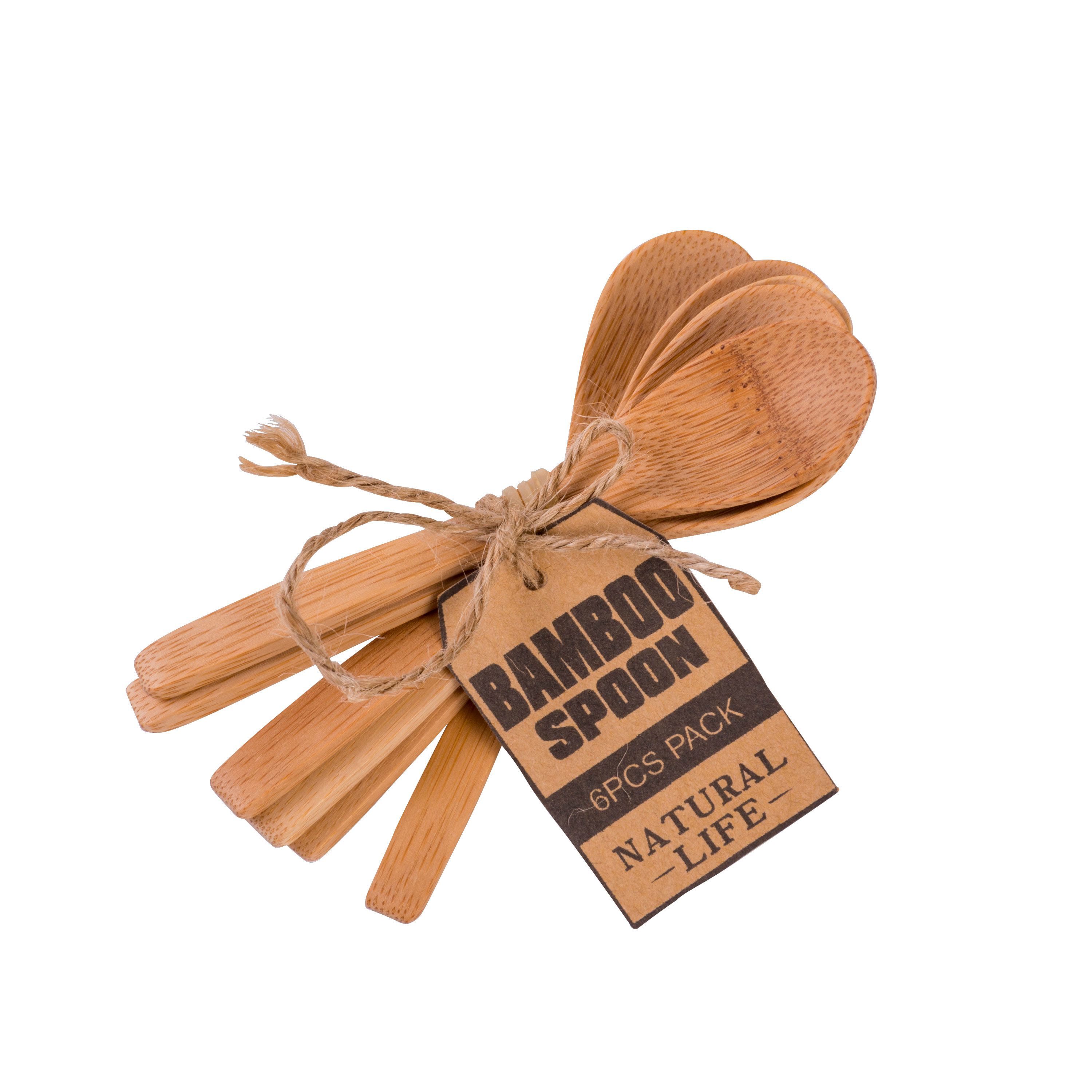BAMBOO Lepeltjes set van 6 naturelL 12 cm