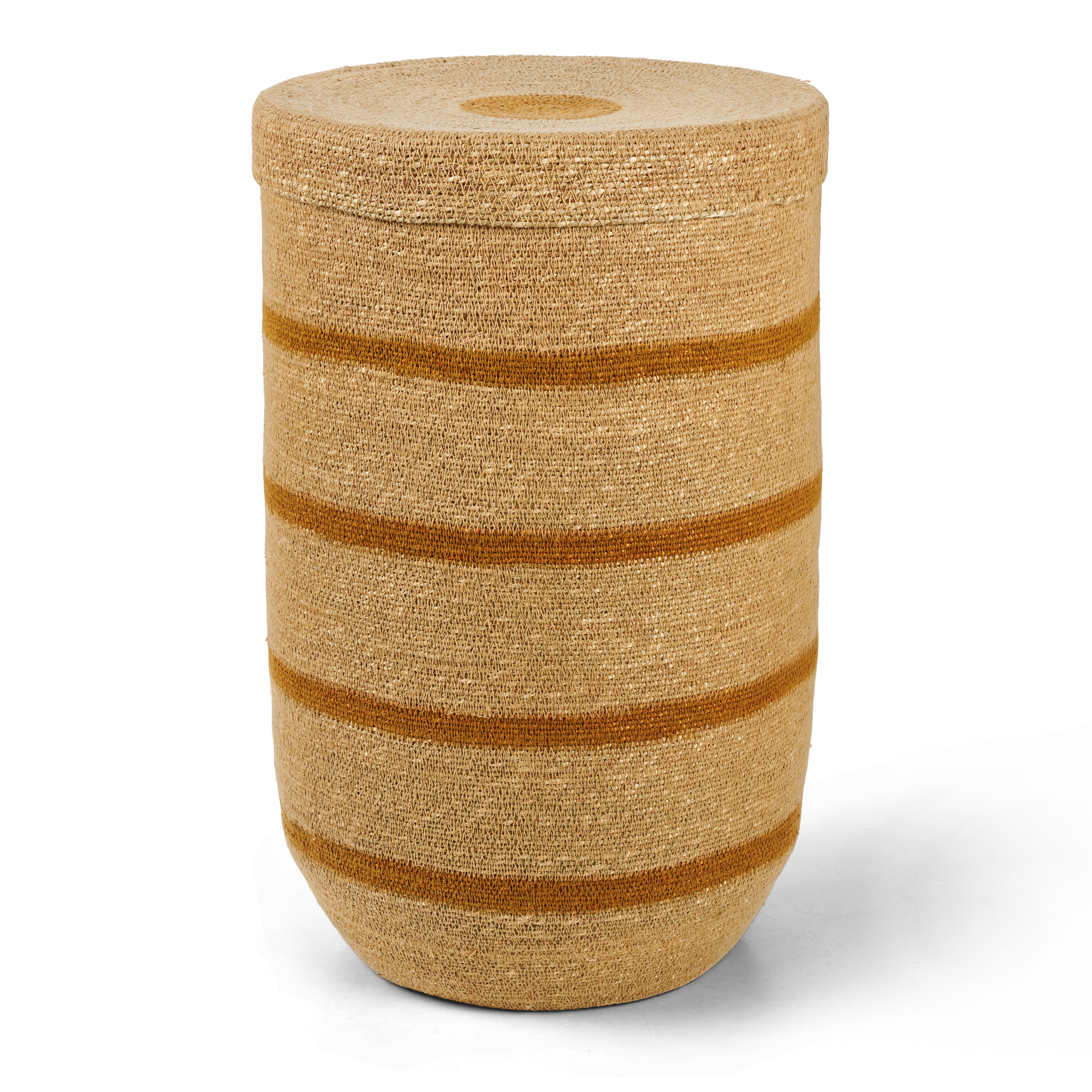 MARTHE Mand L met deksel naturel, okerH 55 cm - Ø 34 cm