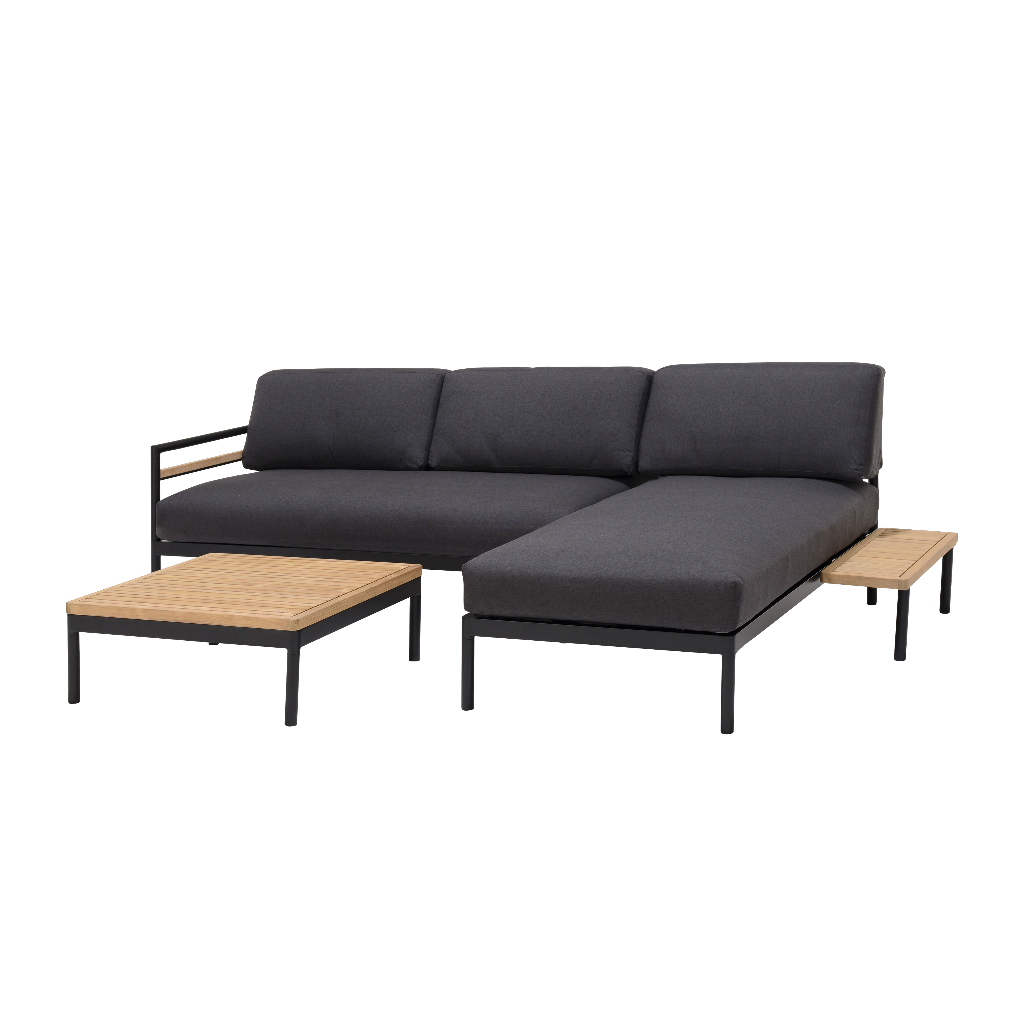 HANNA Lounge teak bijzettafel zwart, naturelH 26 x B 25 x L 73,1 cm