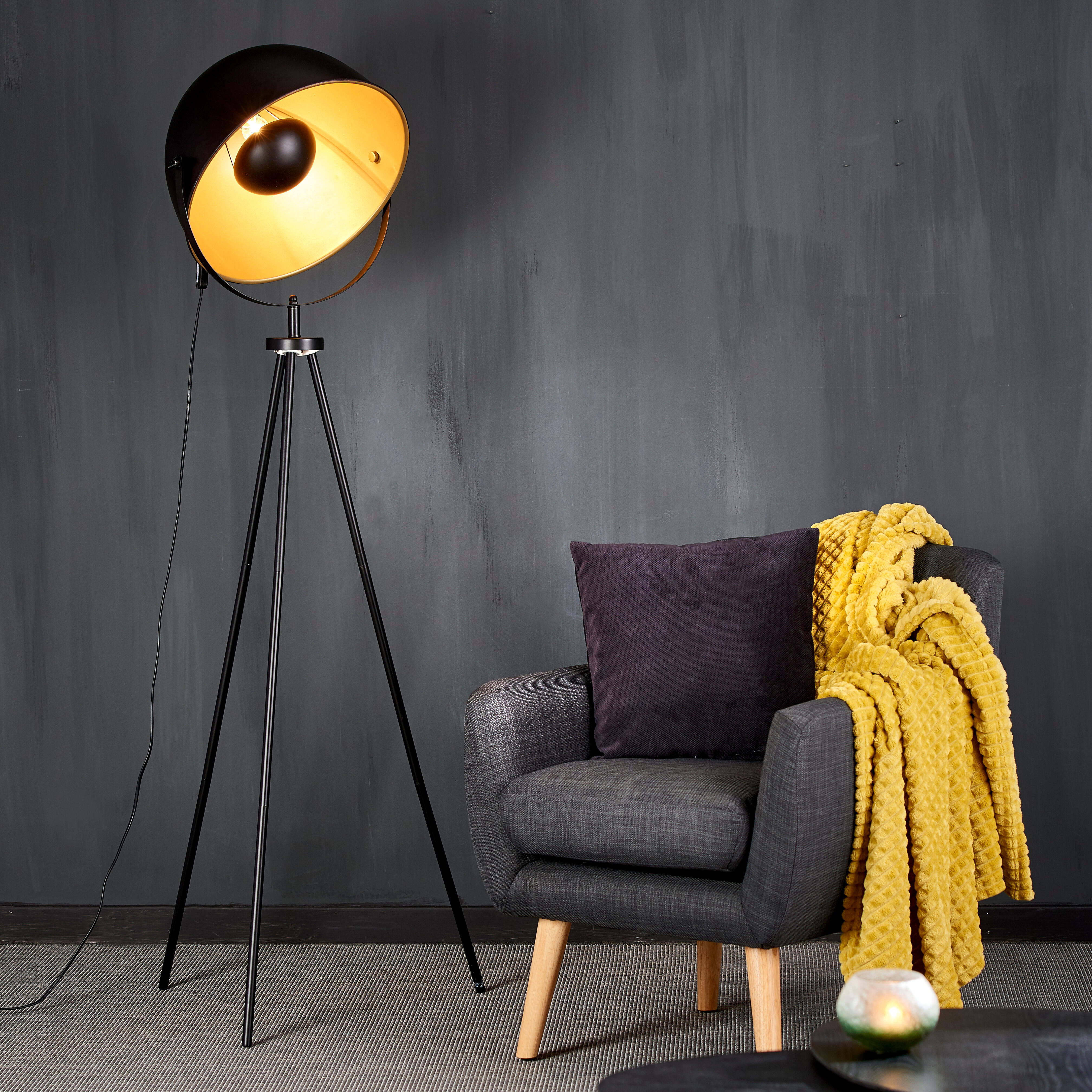 SOLEIL Staanlamp zwartH 120 x B 40 x D 40 cm