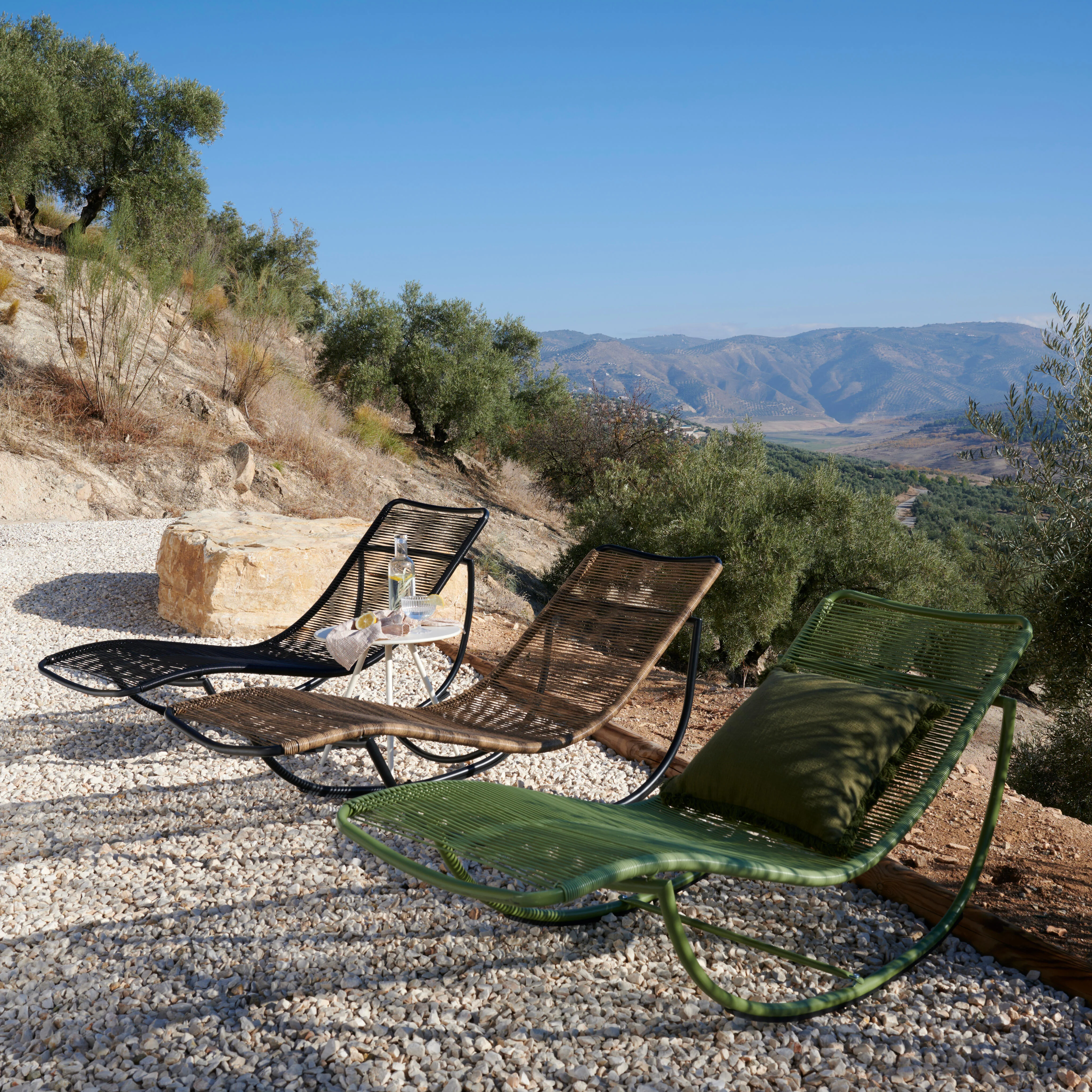 ACAPULCO Schommel ligbed zwartH 70,5 x B 62 x L 155 cm