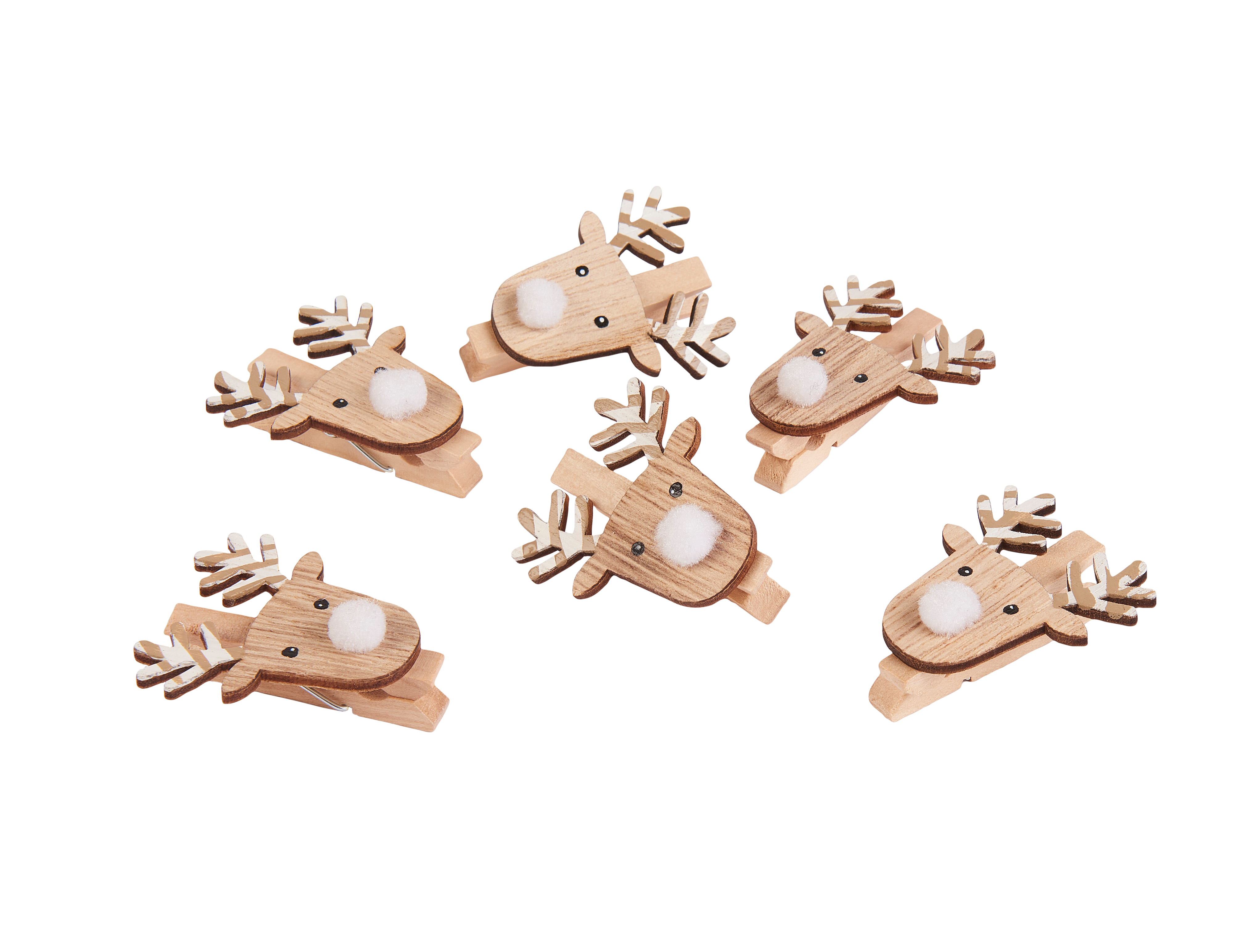 WHITEY Decoclips set van 6 naturelH 5 x B 3,5 x D 2 cm