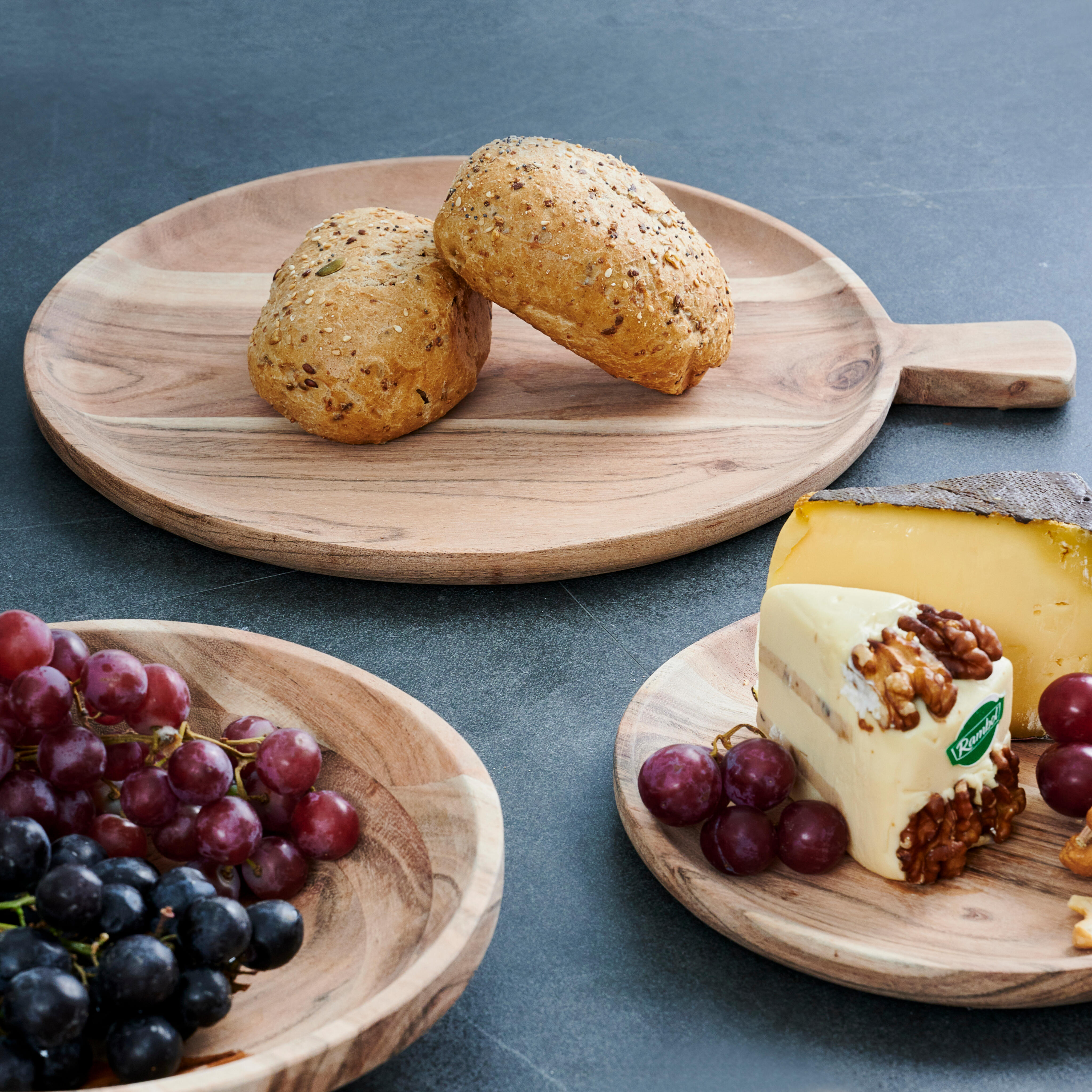 ACACIA CHIC Bord met handvat naturelH 1,5 x B 36 cm - Ø 30 cm