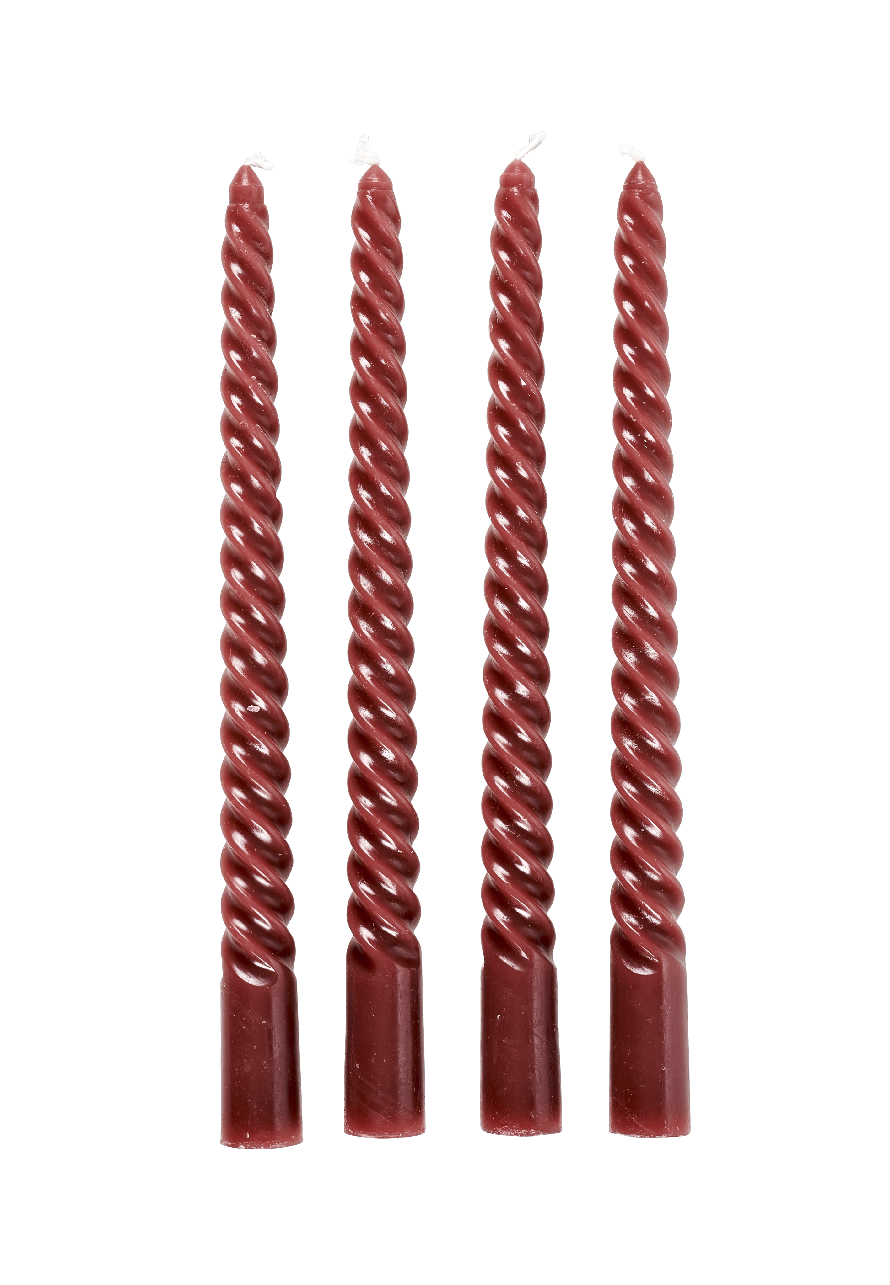 TWIST Gedraaide kaarsen set van 4 roodH 25 cm - Ø 2,2 cm