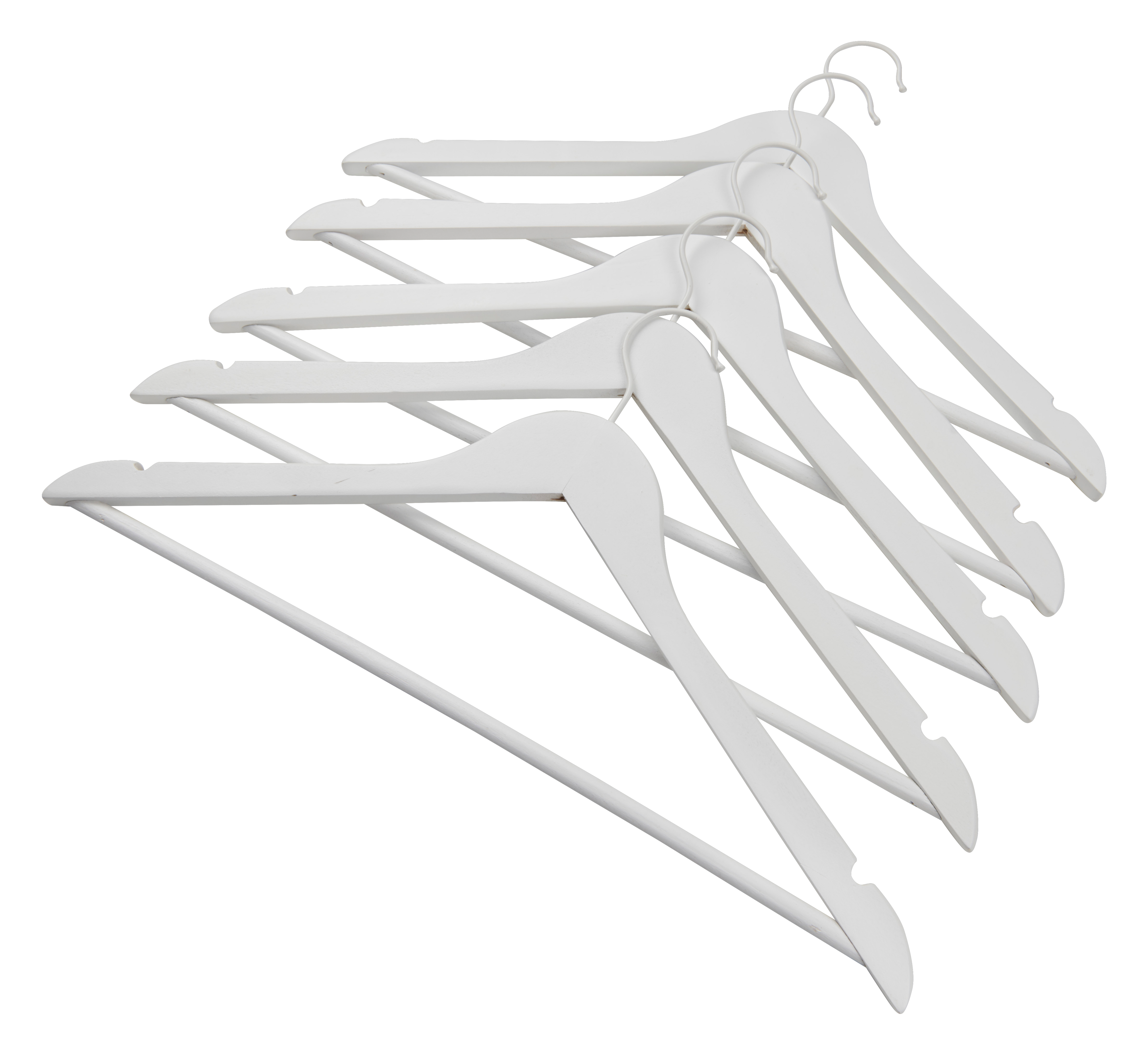NEW WOOD Kleerhangers set van 5 witH 23 x B 44,5 x D 1,2 cm