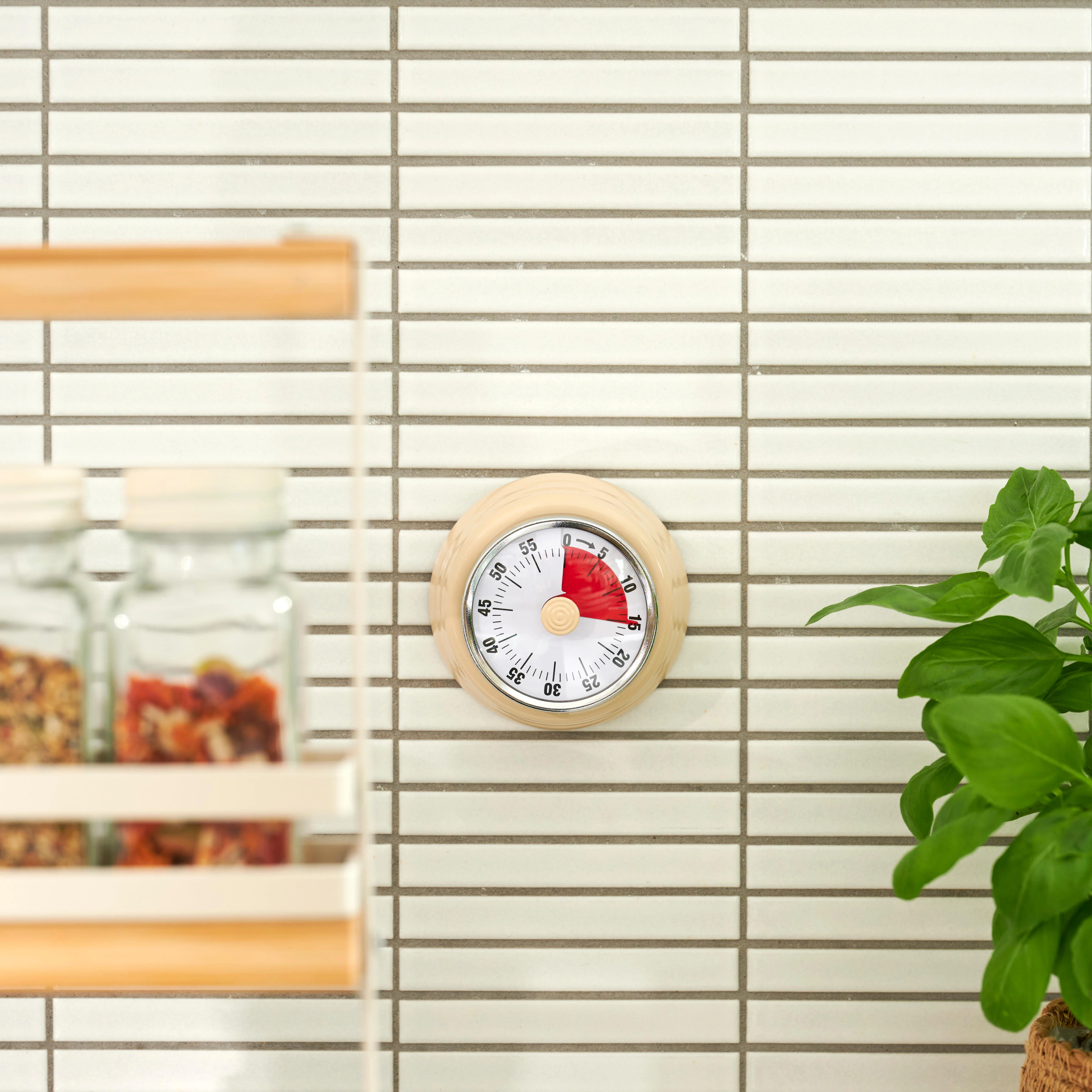 CUISINO Retro timer met magneet zandH 3 cm - Ø 7,3 cm