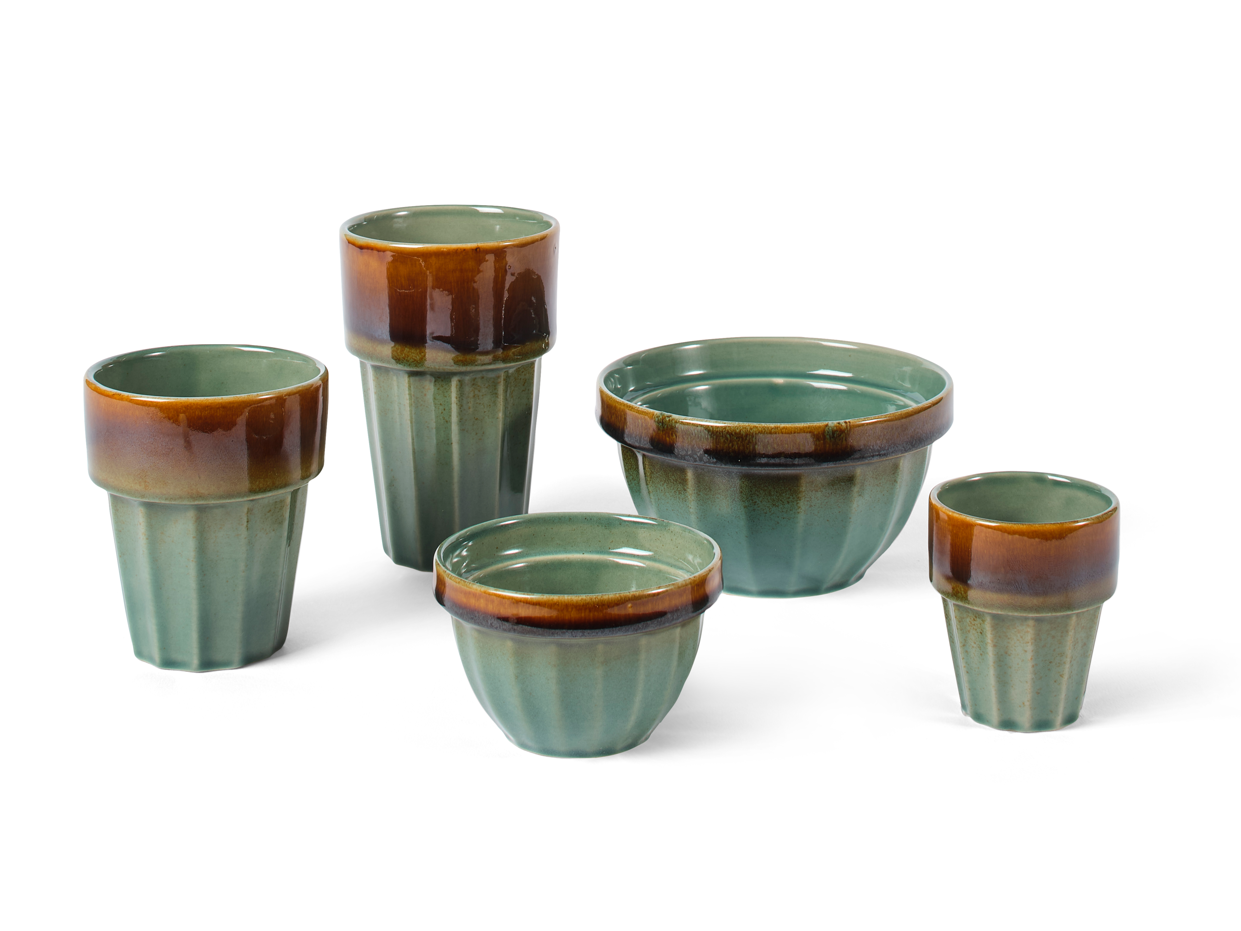 BLEND GREEN Bowl 17,5 CL groen - set van 4 H 6 cm - Ø 9 cm