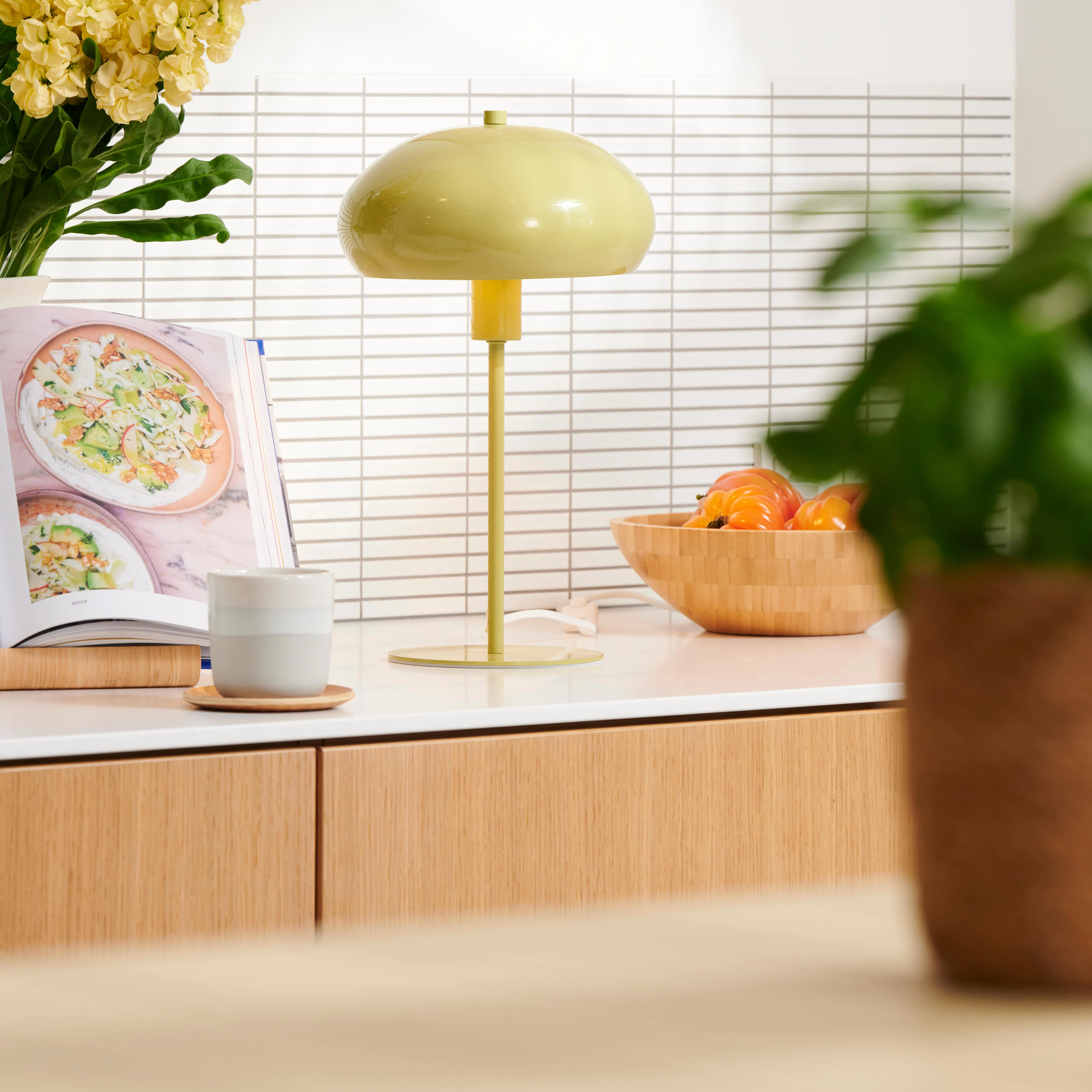 LUCILE Tafellamp groenH 38 cm - Ø 15 cm - Ø 22 cm