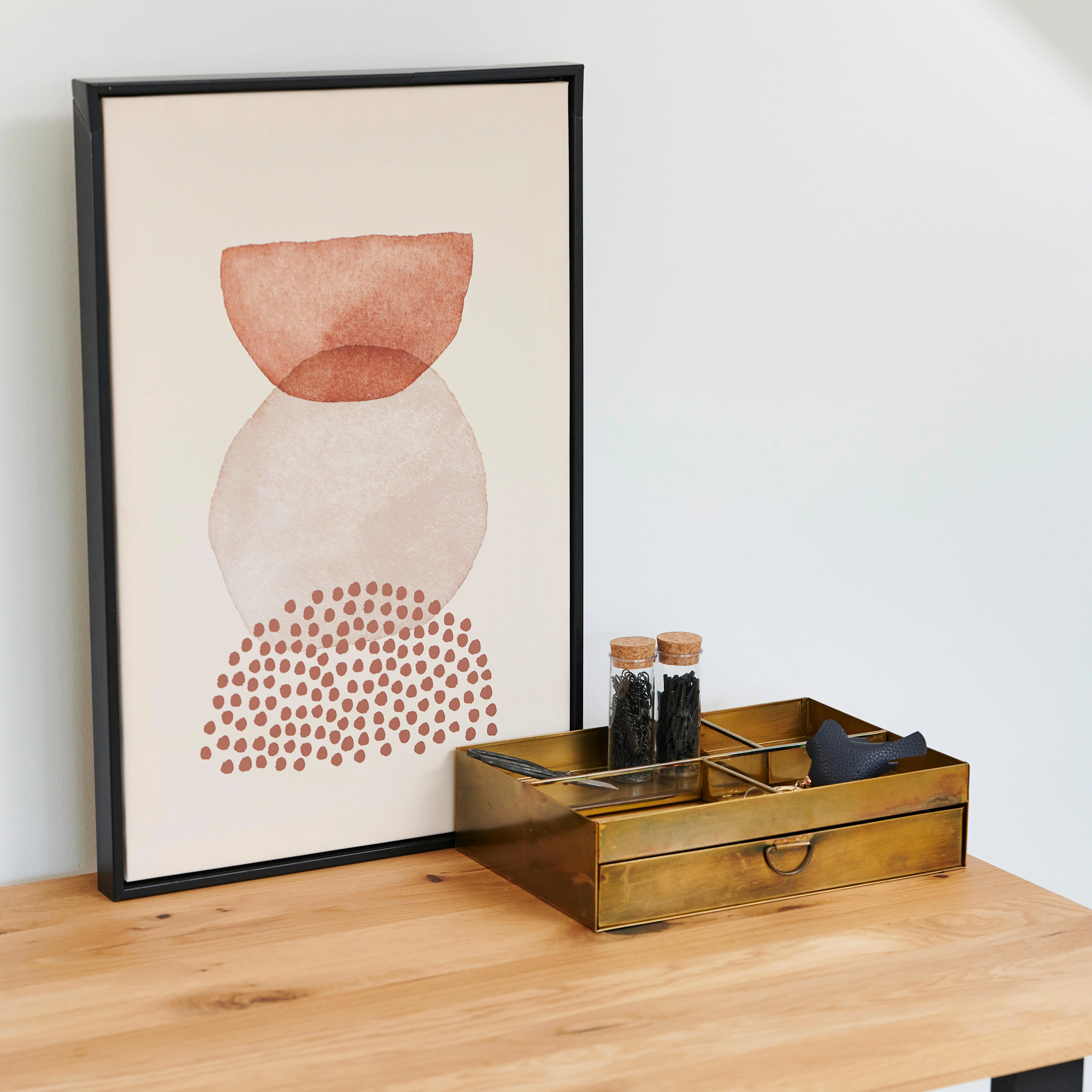 ABSTRACT Wanddecoratie zwart, wit, bruinH 60 x B 40 x D 3,5 cm - CASA