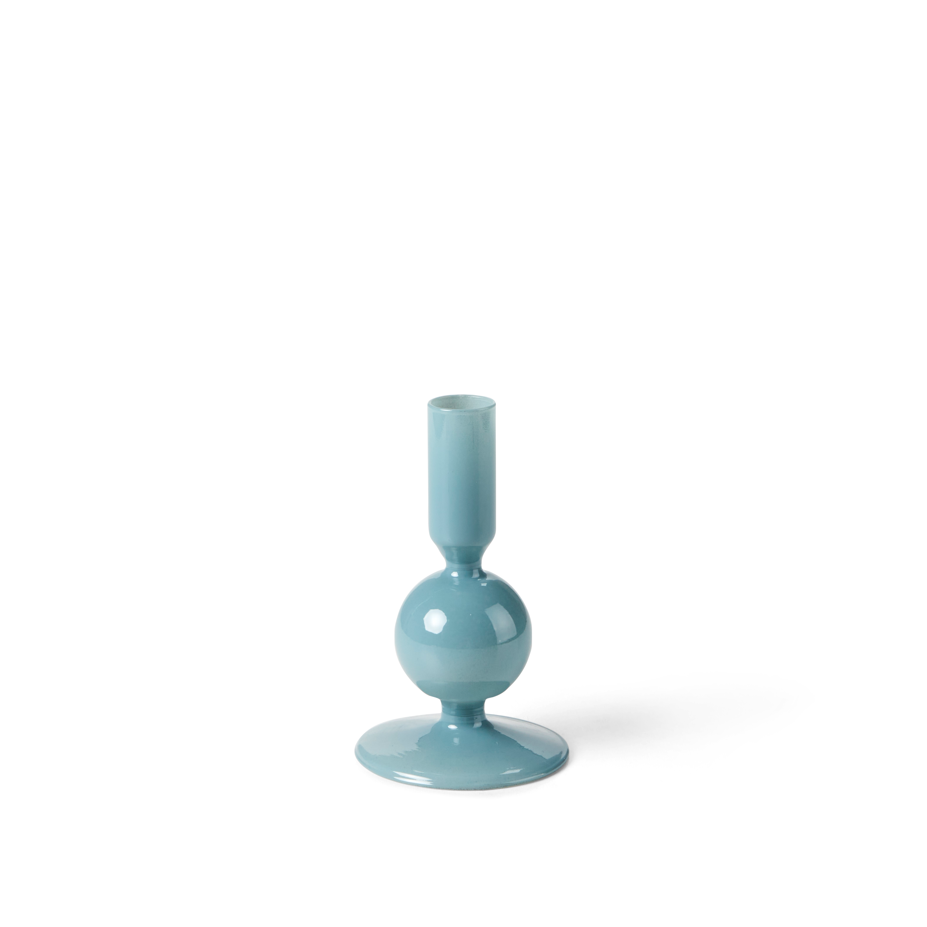 ISA Kandelaar blauw opaal blauwH 14 cm - Ø 8 cm
