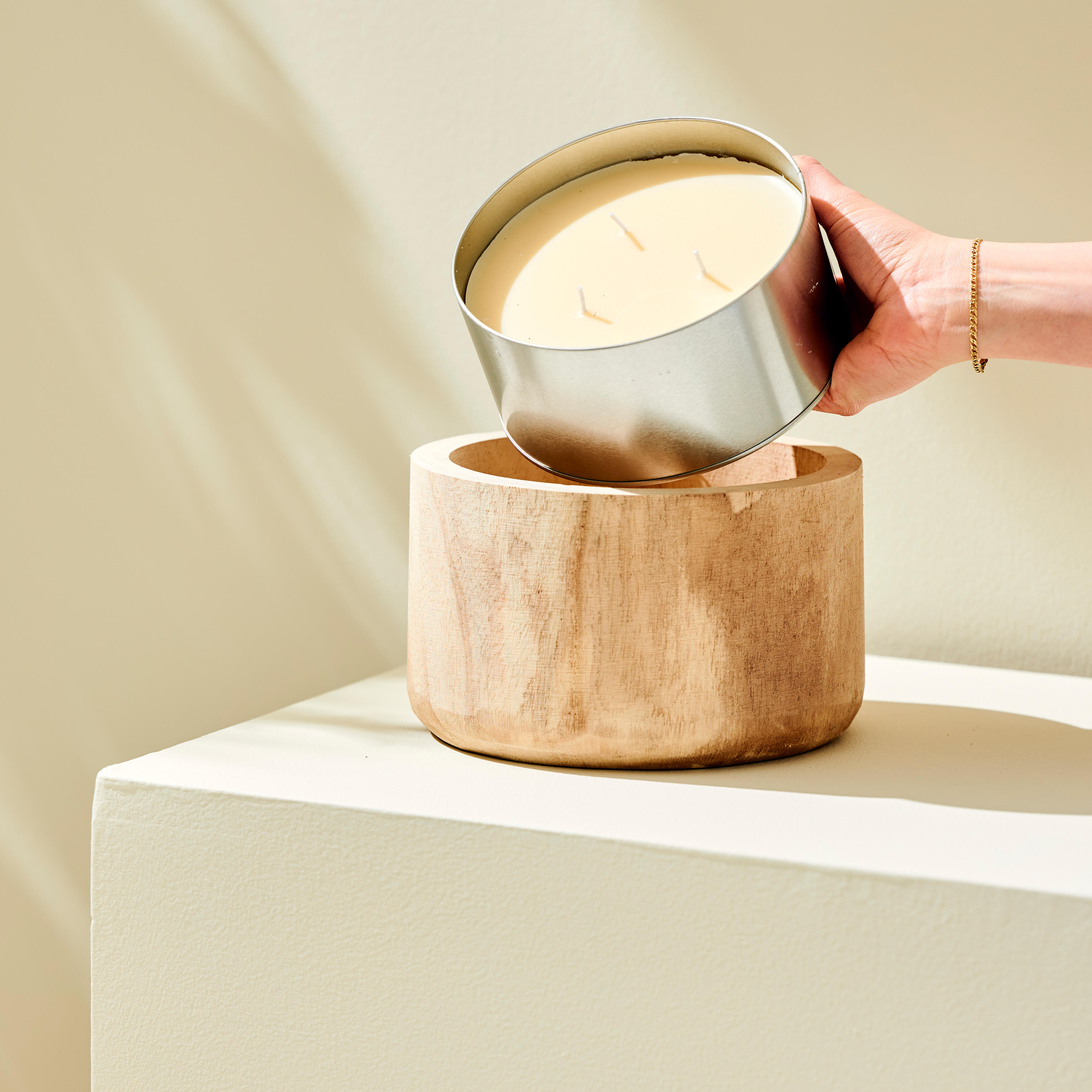 WOOD Navulling tuinkaarsH 7,5 cm - Ø 15 cm - CASA