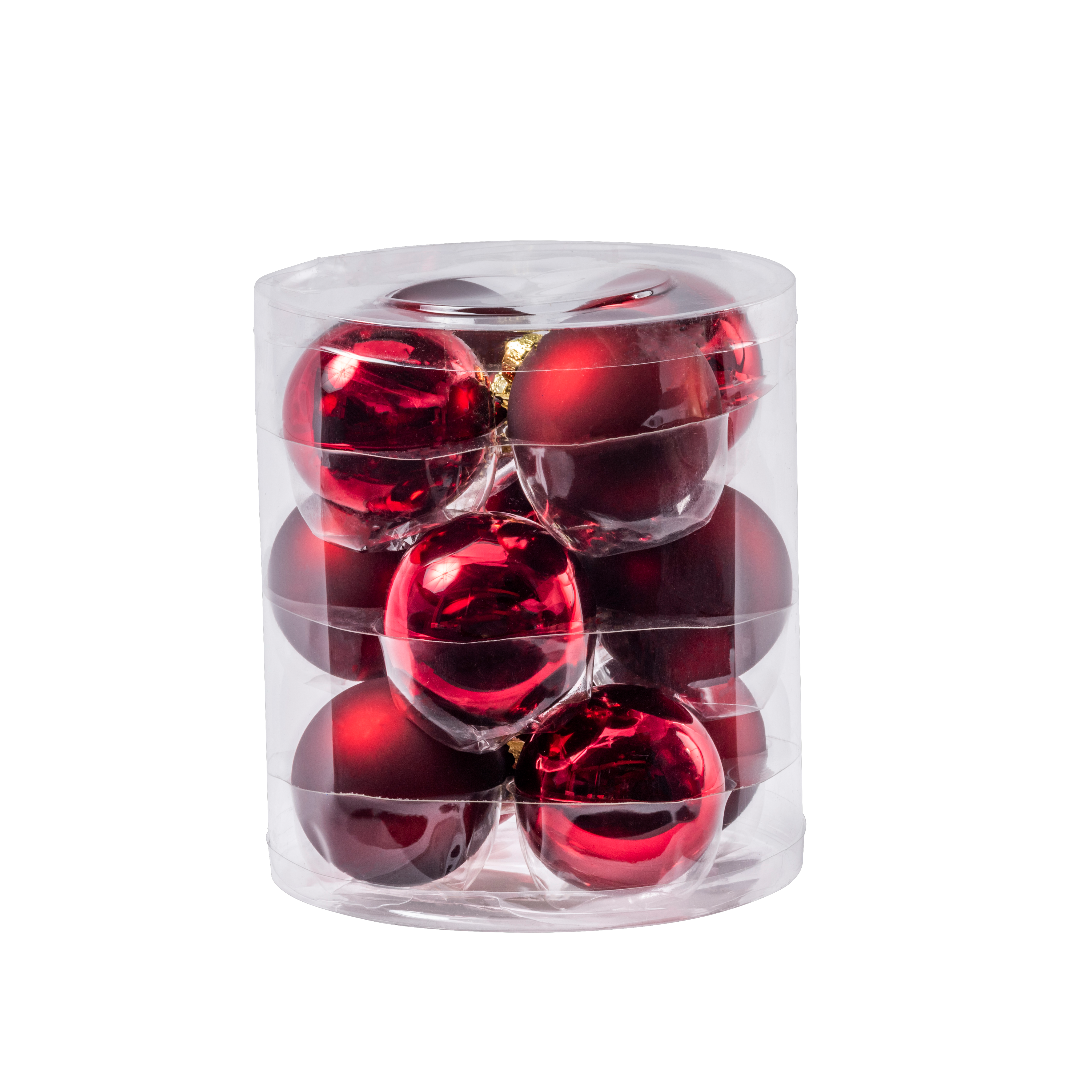 DARK RED Kerstbal set van 12 roodØ 6 cm