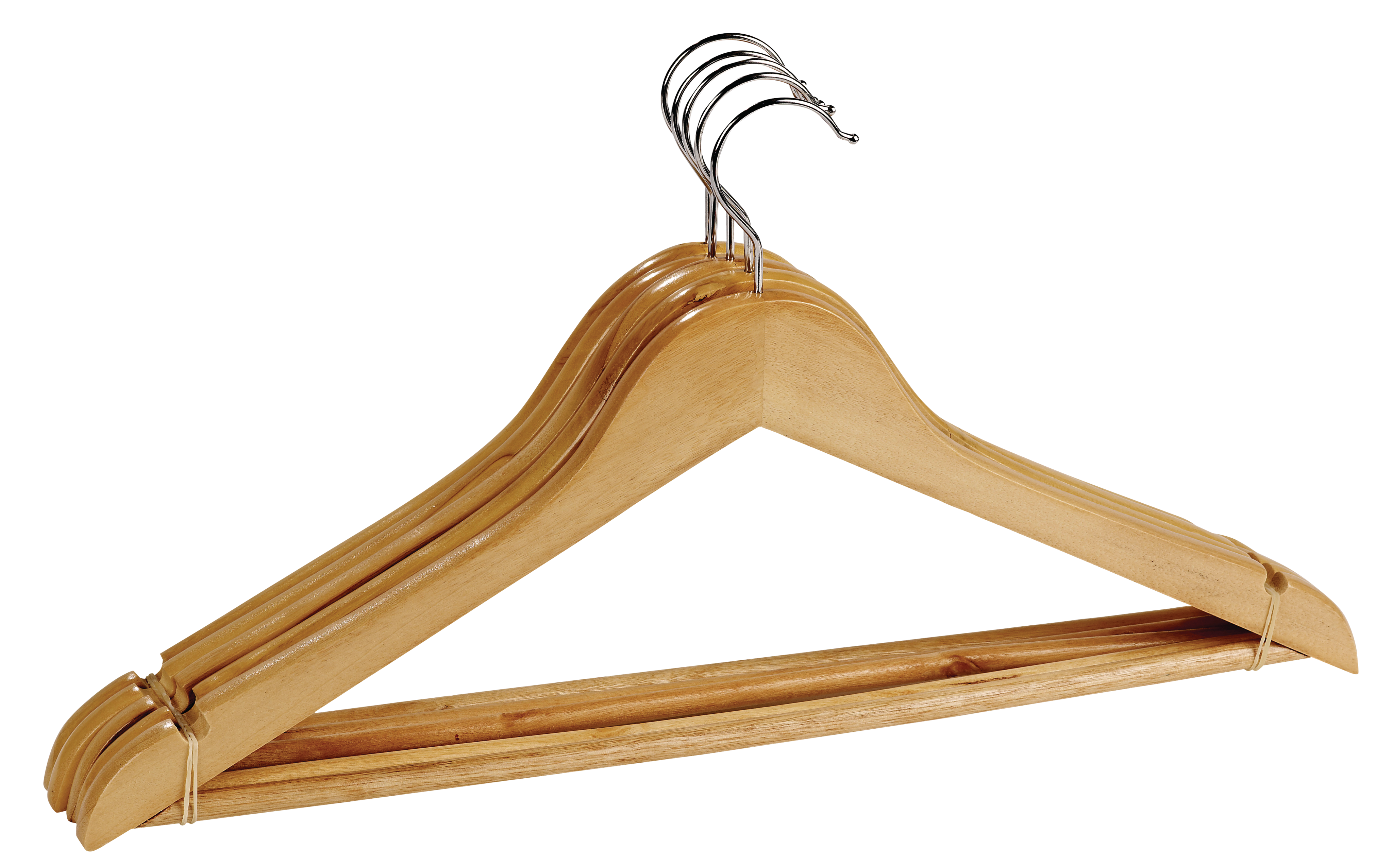 NEW WOOD Kleerhangers set van 5 naturelH 23 x B 44,5 x D 1,2 cm