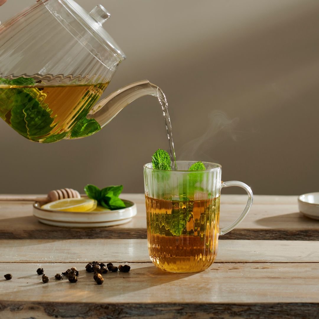 PAUSA Theeset transparantTheepot met 2 theeglazen