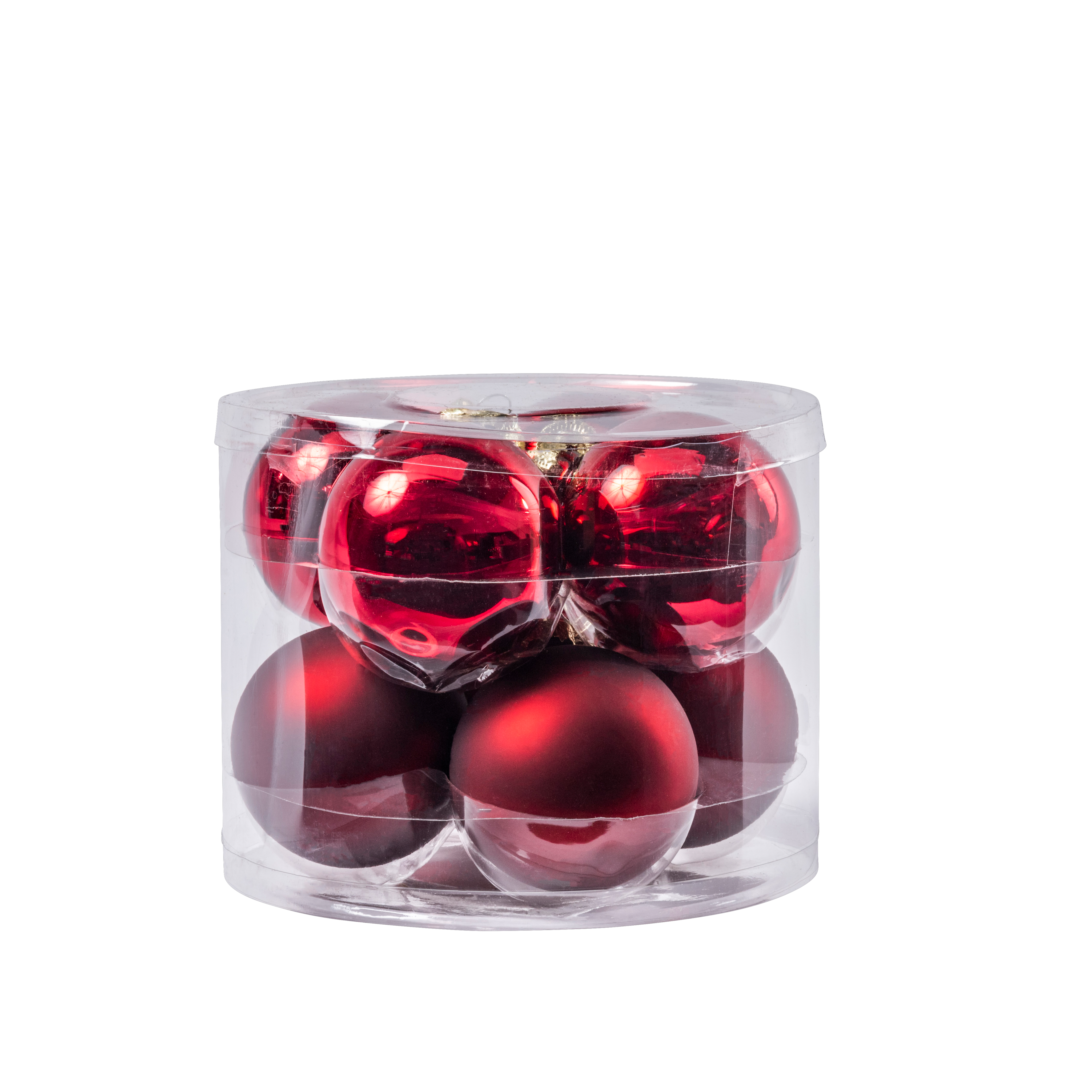 DARK RED Kerstbal set van 8 roodØ 7 cm