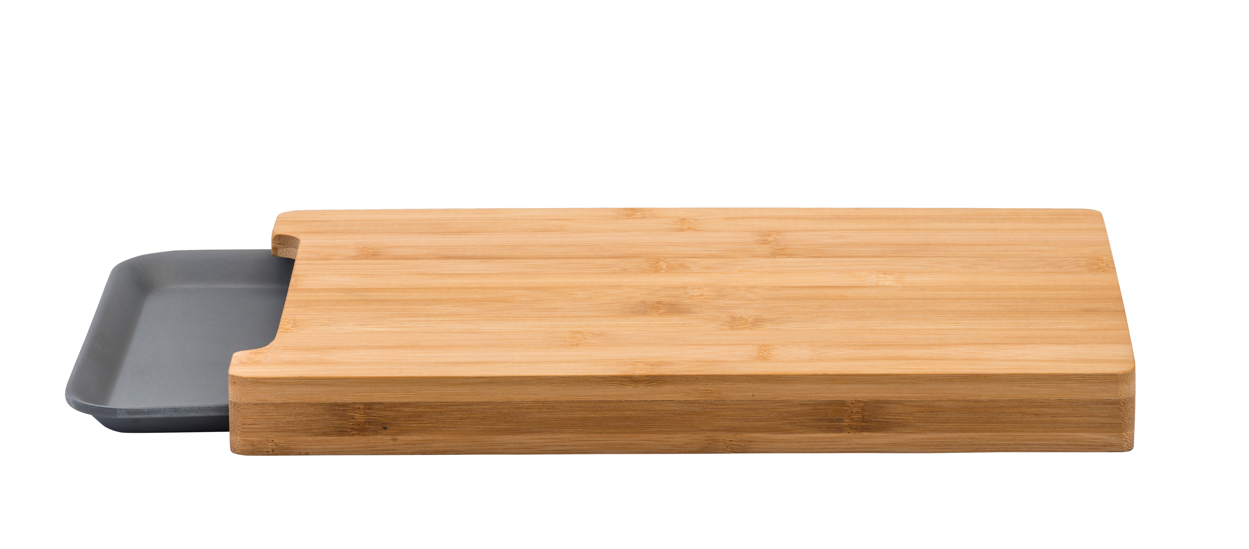 BAMBOO Snijplank met opvangbakje grijs, naturelH 3 x B 38 x D 26 cm