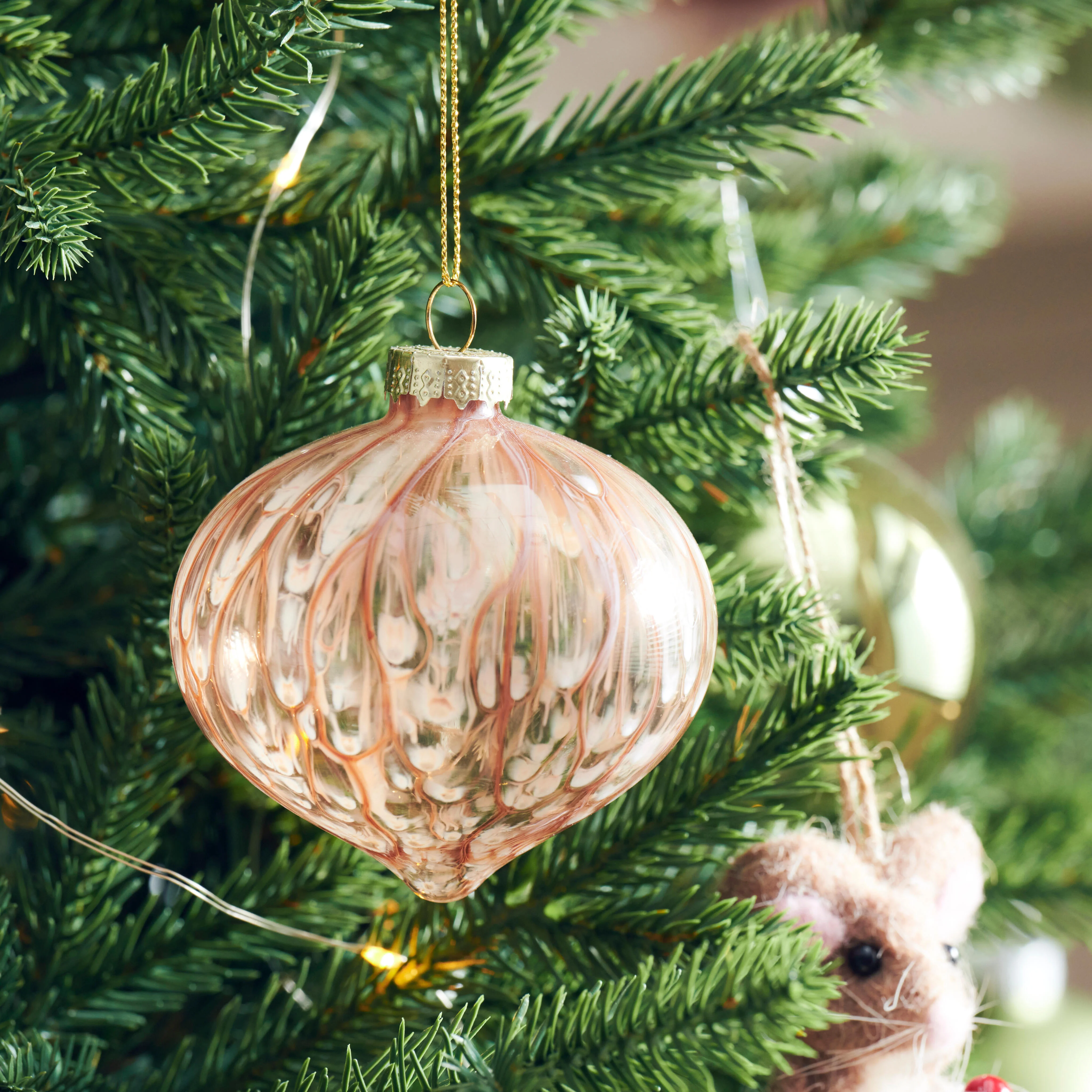 FEATHER Kerstbal oranjeØ 8 cm - CASA