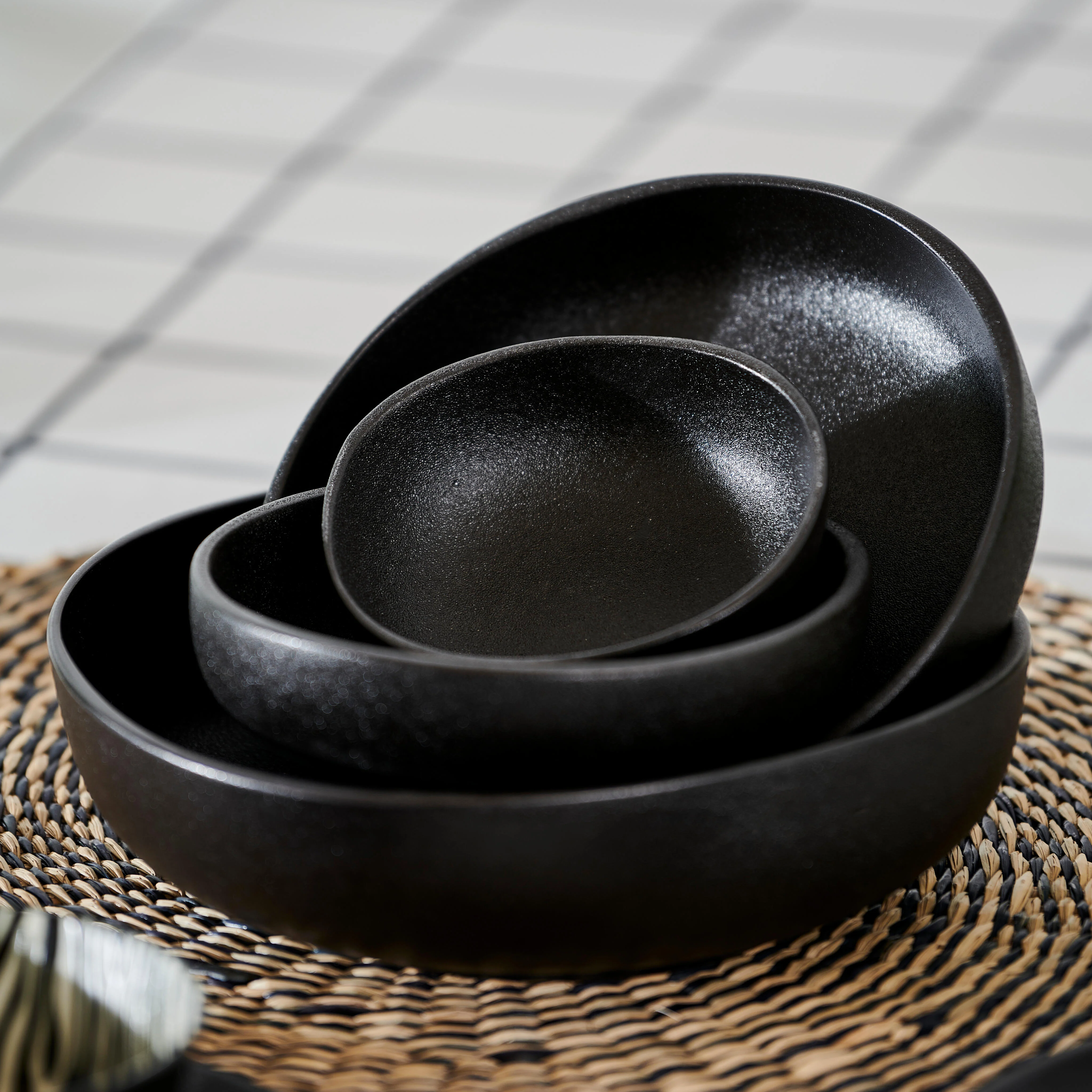 MAGMA Bowl 1,5 L zwart - set van 2 H 6,5 cm - Ø 21,5 cm